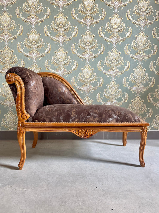 Bench French Louis Style Small Chaise Longue Chocolate Color Retro Baroque Style Ottoman for Home Decor Footstool in Brown