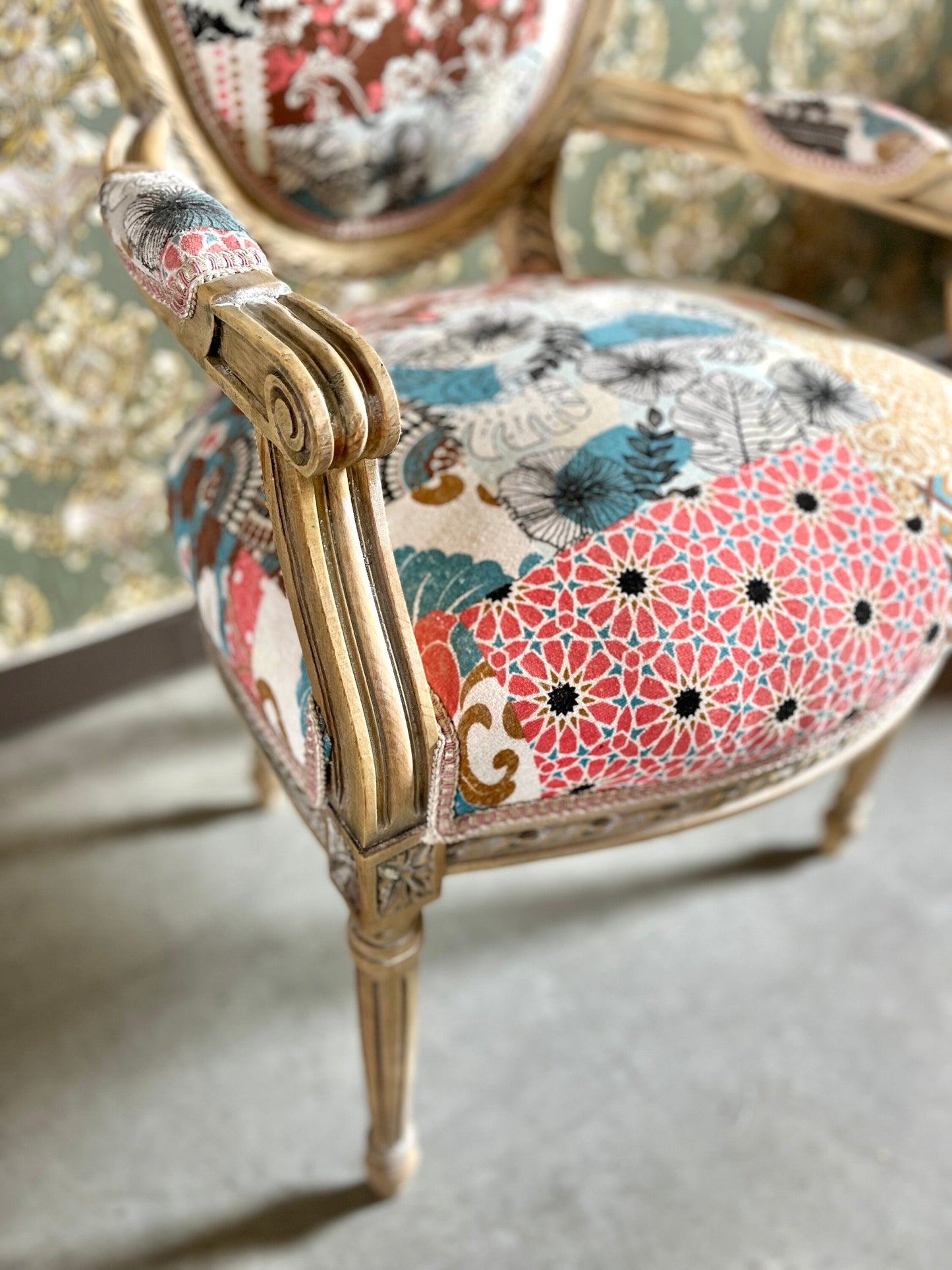 Sessel Französischer Barockstil Esszimmerstuhl Akzentstuhl/Armchair French Baroque Style Dining Chair Accent Chair- Summer Flower Series 1