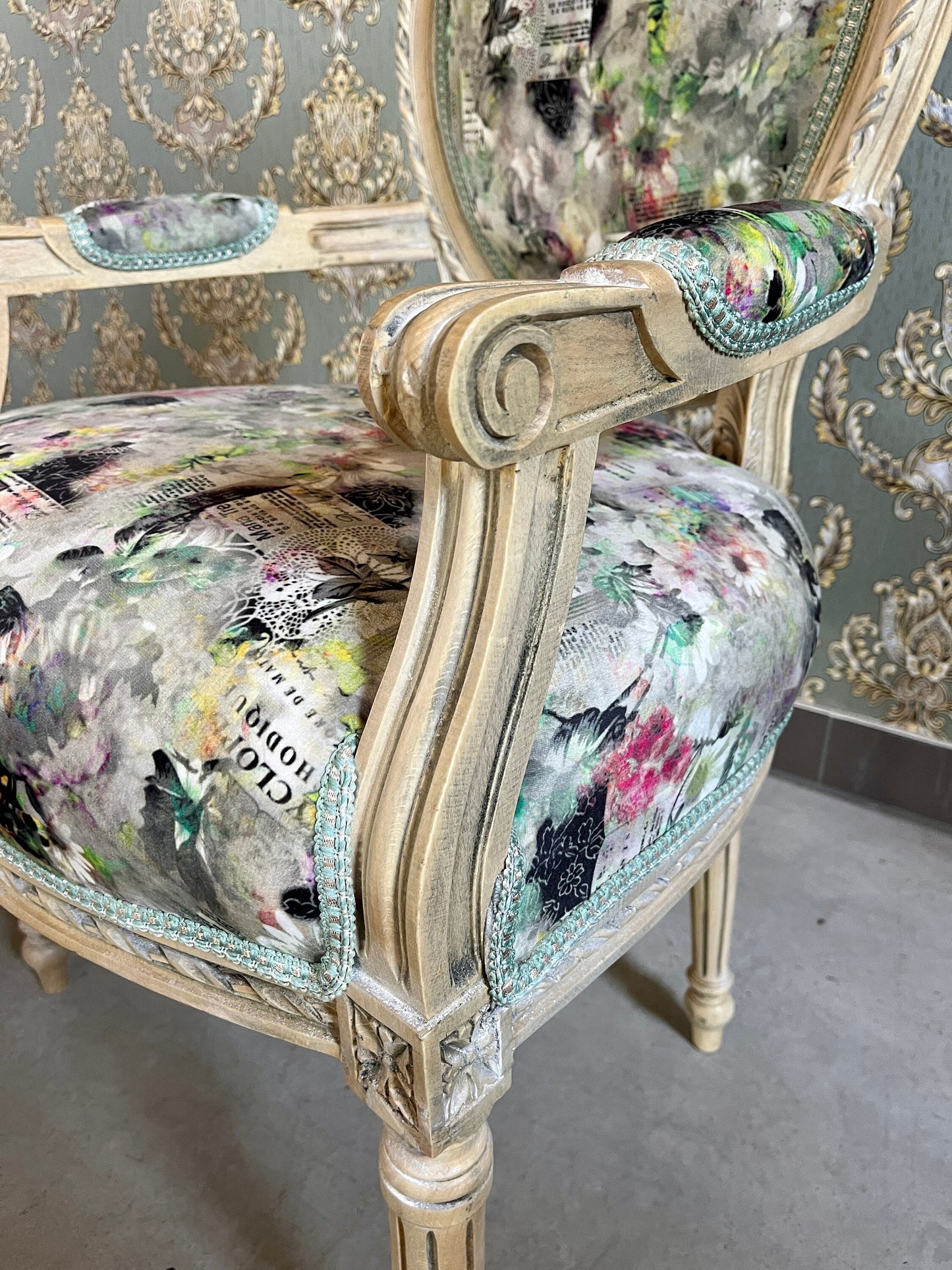 Sessel Französischer Barockstil Esszimmerstuhl Akzentstuhl/Armchair French Baroque Style Dining Chair Accent Chair- Summer Flower Series 2