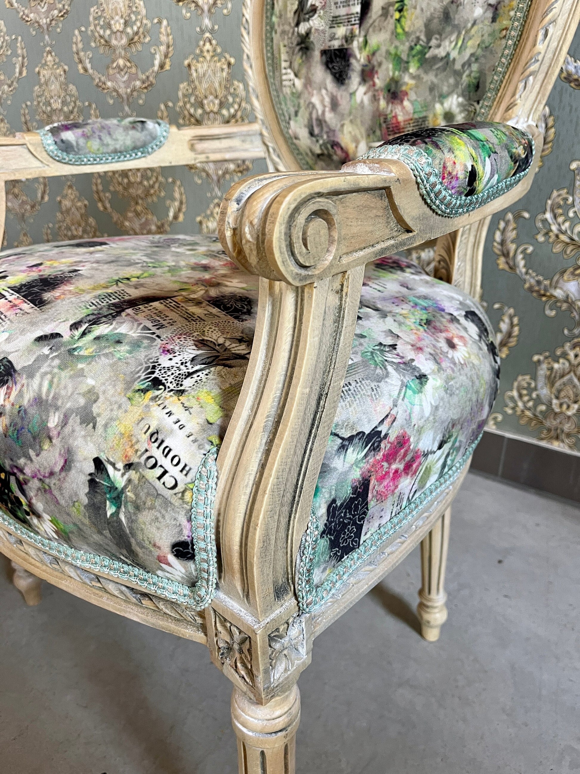 Sessel Französischer Barockstil Esszimmerstuhl Akzentstuhl/Armchair French Baroque Style Dining Chair Accent Chair- Summer Flower Series 2