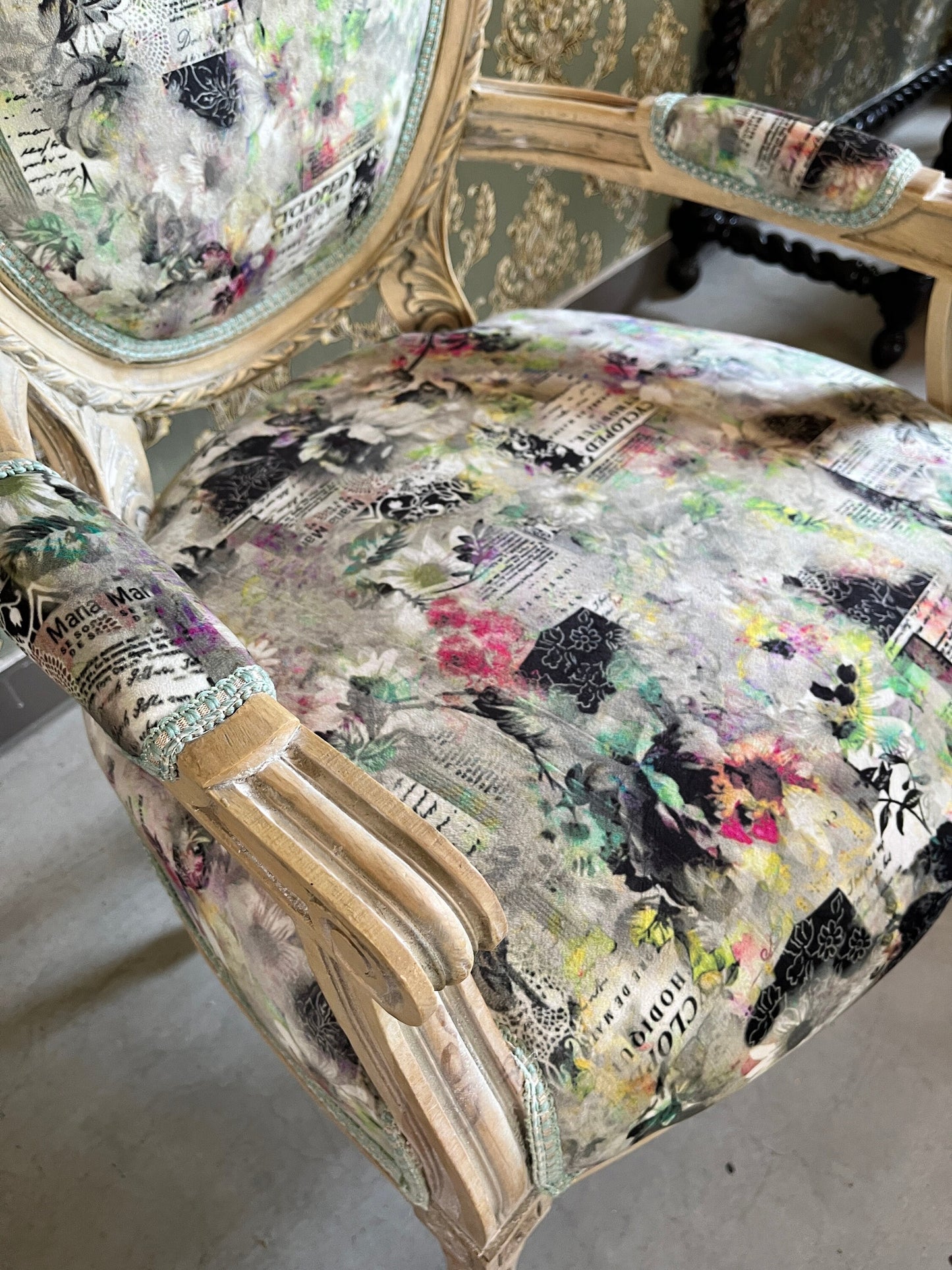 Sessel Französischer Barockstil Esszimmerstuhl Akzentstuhl/Armchair French Baroque Style Dining Chair Accent Chair- Summer Flower Series 2