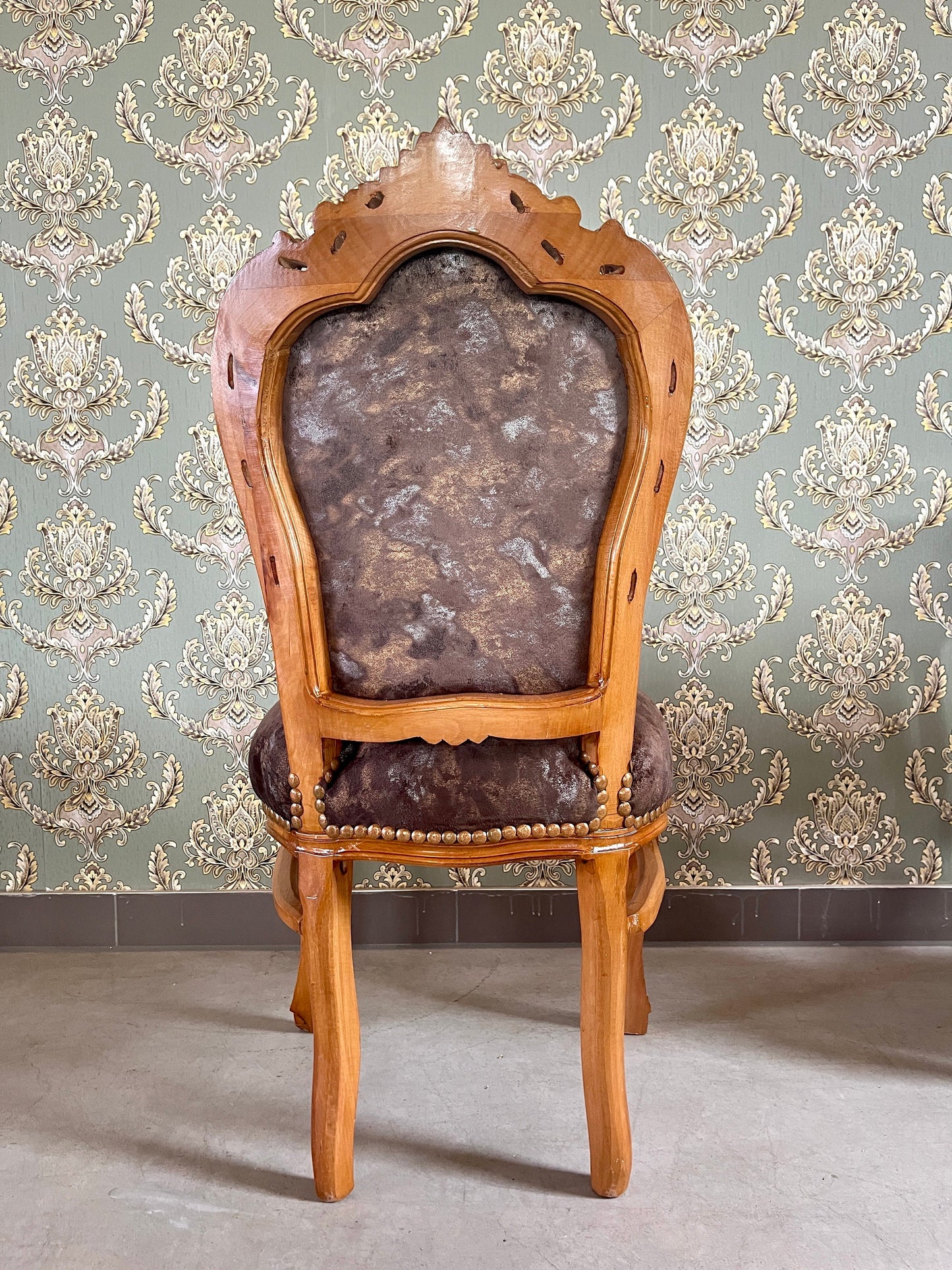 Accent Chair French Louis Style Dining Chair in Midnight Black Velvet Retro Baroque Rococo Style Chair in Brown Velvet for Home Décor