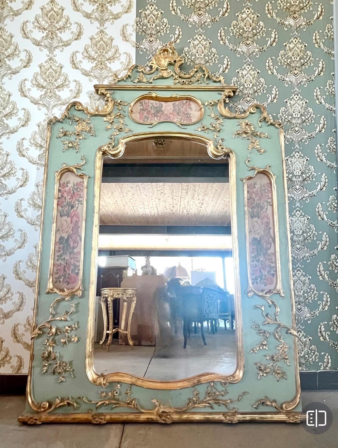 Floor Mirror French Baroque Style Mirror in Light Green Vintage Antique Look for Home Decor