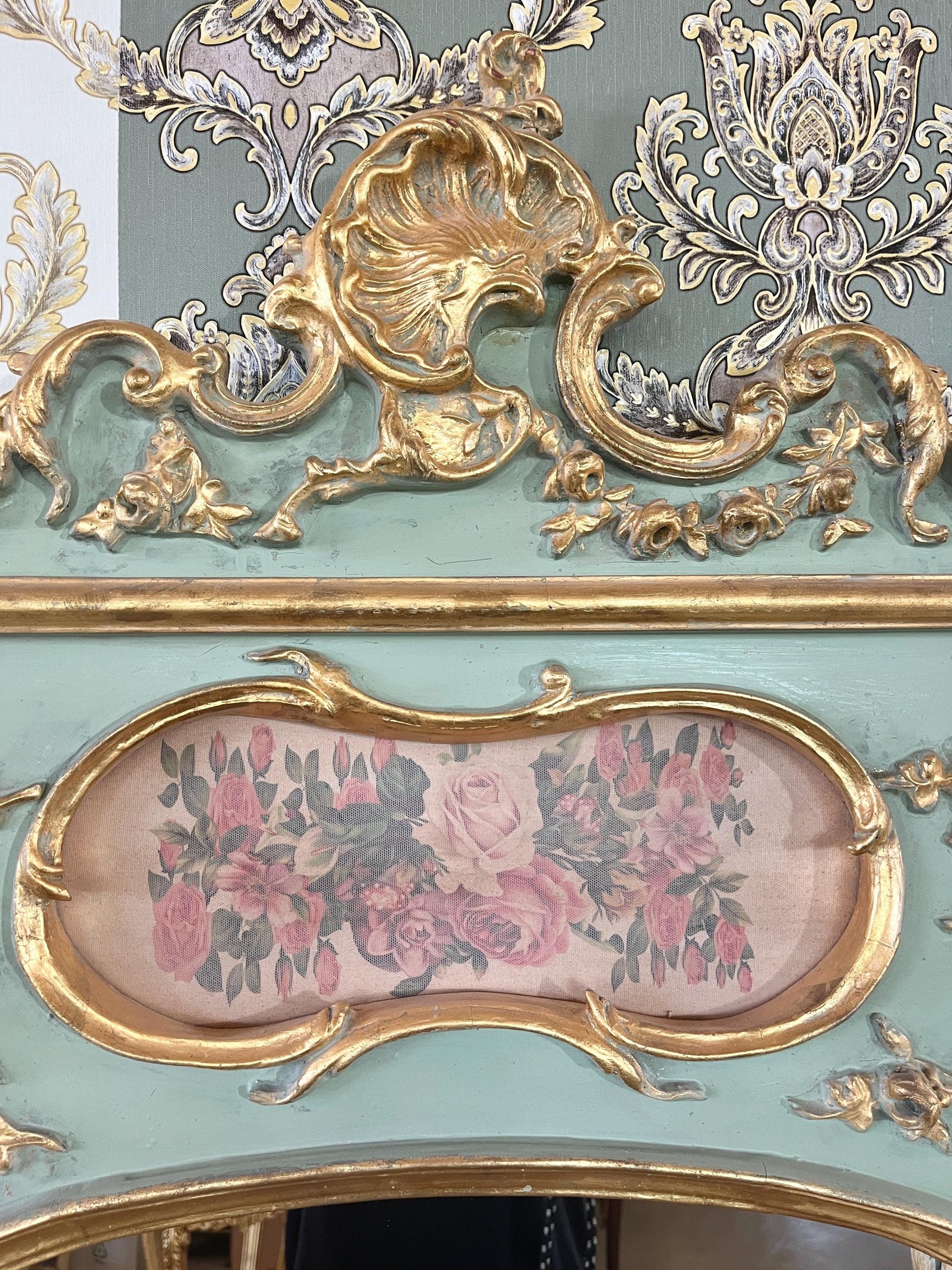 Floor Mirror French Baroque Style Mirror in Light Green Vintage Antique Look for Home Decor