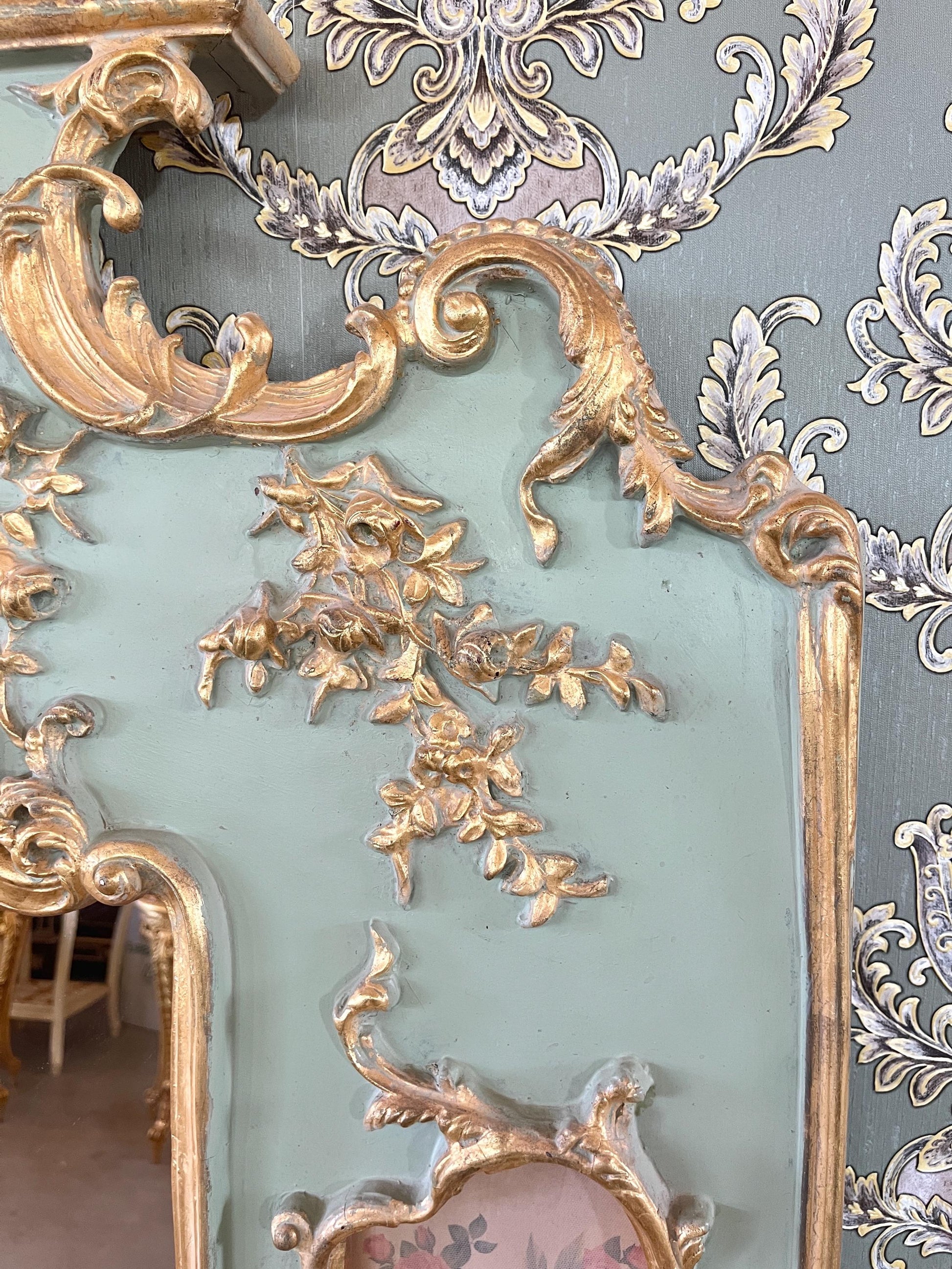 Floor Mirror French Baroque Style Mirror in Light Green Vintage Antique Look for Home Decor