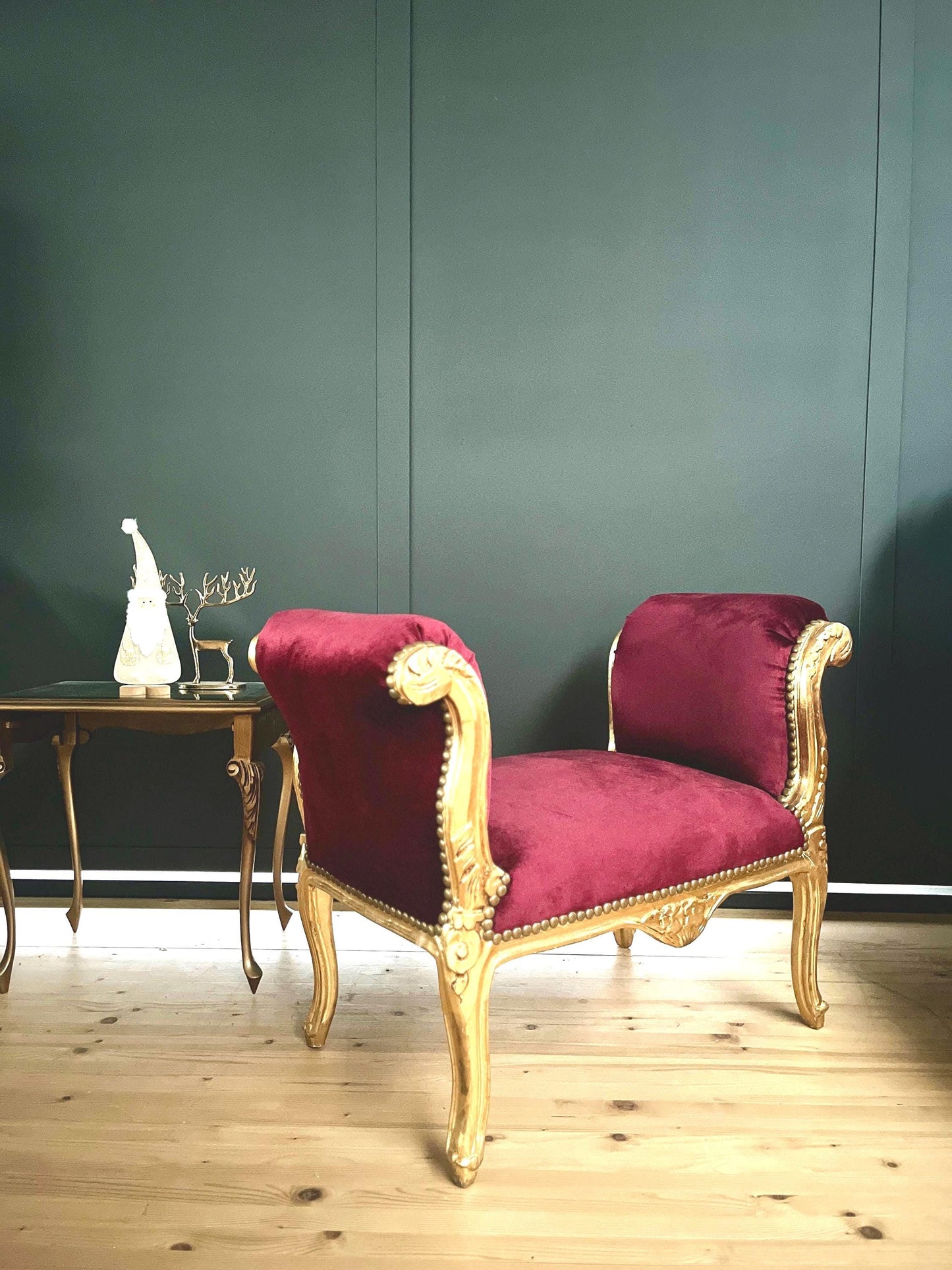 Französischer Barock-Ottoman Louis XVI/ French Louis XVI Baroque Ottoman - Gold Bordeaux