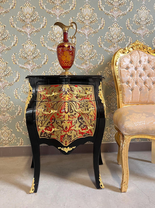 Luxury Chest of Drawers French Rococo Style Handmade Night Stand Gold Painting Front Display Side Table With Bronze Handles for Home Decor