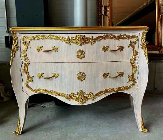 Chest of Drawer Deluxe French Louis XV Style Dresser Pink Color Chest of Drawer Antique Baroque Style with Brass Ornaments for Wedding Gift