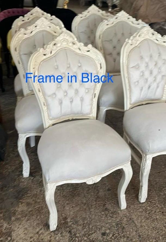 Accent Chair Handmade French Louis XV Style in Black Frame with Beige Colo Velvet Made-To-Order