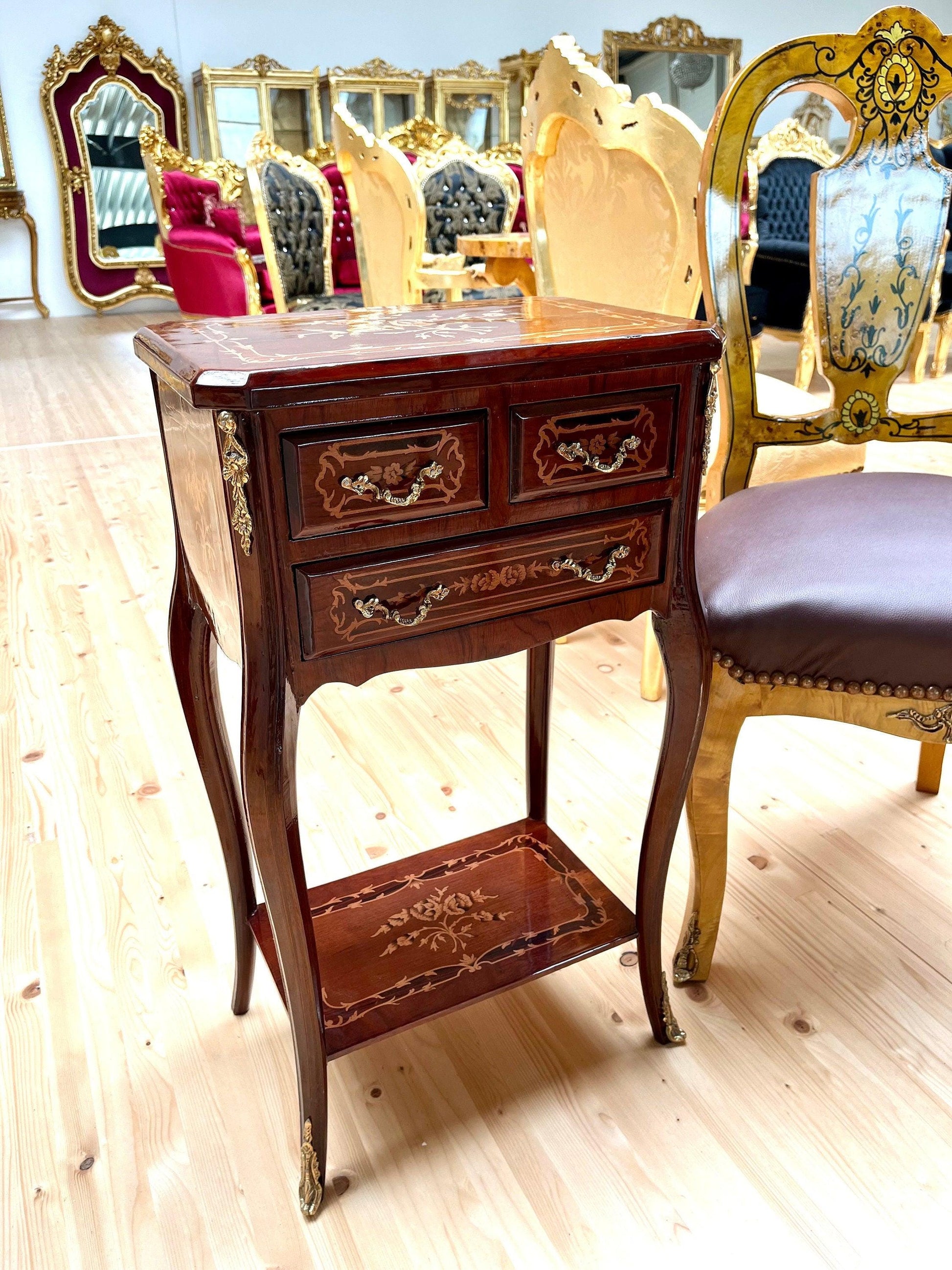 Louis XV Möbel Kommode Nachttisch im Antik Stil- kleines Quadrat