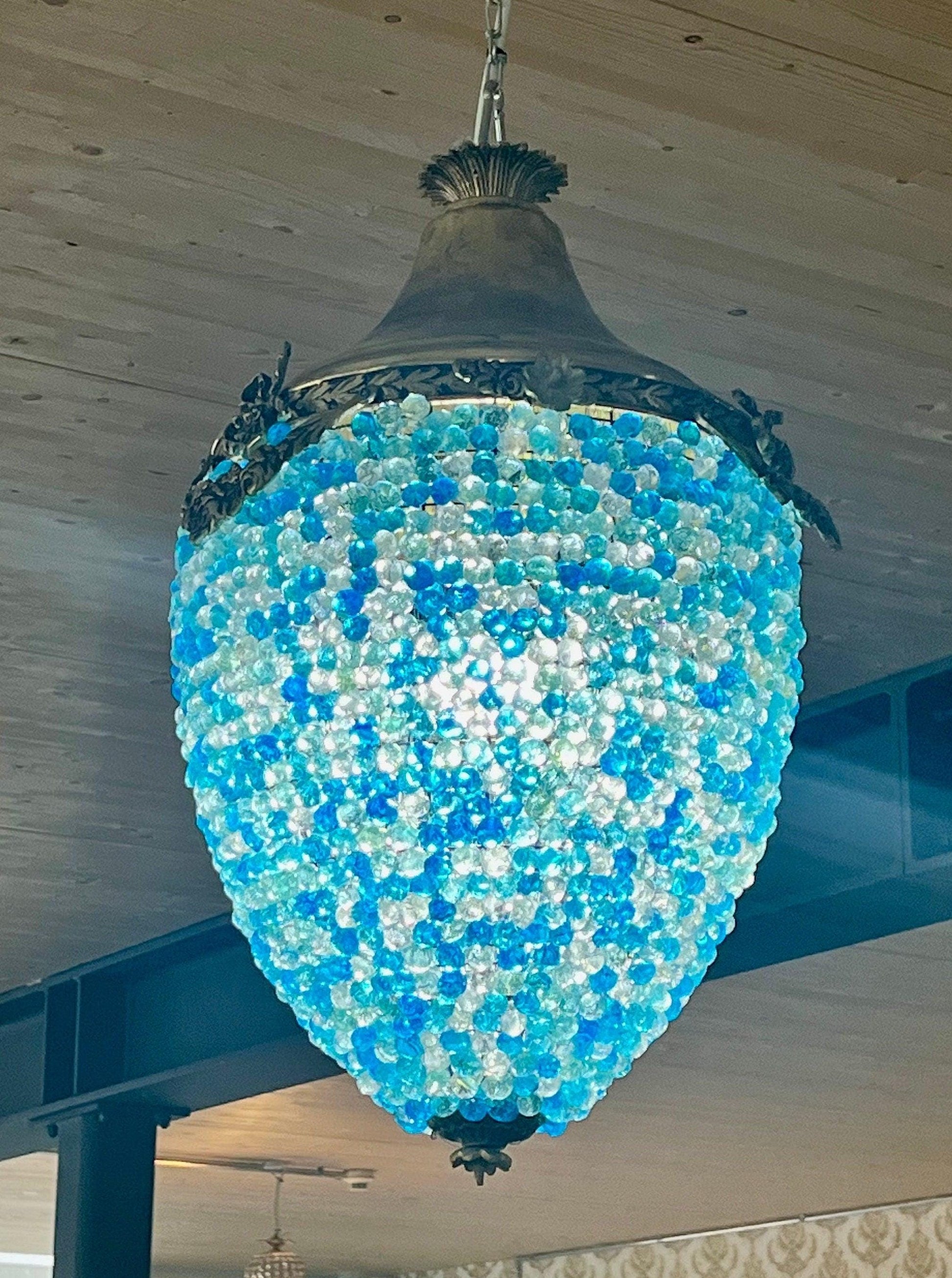 Colorful Pendant Lamp Nostalgic Baroque Style Lighting Decor in Green Blue Red beaded for Holiday Party Event Home Decor - Made To Order