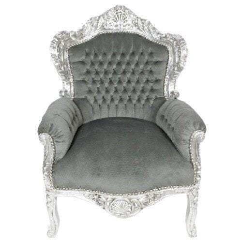 Sessel Barock Rokoko Stil /Armchair Retro Baroque Rococo Style Sofa Chair Nostalgic French Antique Style in Colorful Velvet - Made to Order