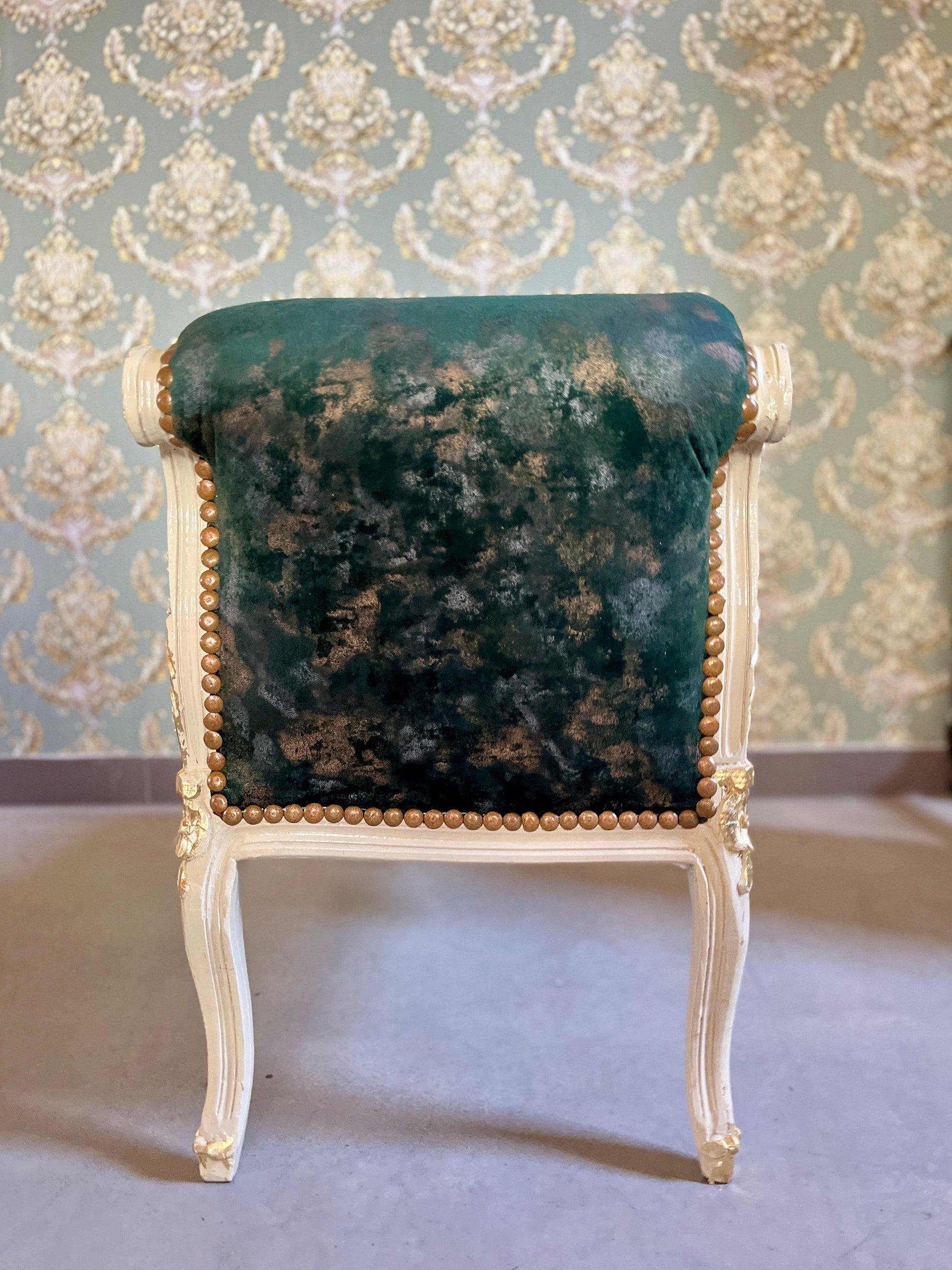 Small Bench Forest Green French Louis Style Small Longue Settee Velvet Red Retro Baroque Style Ottoman for Home Decor