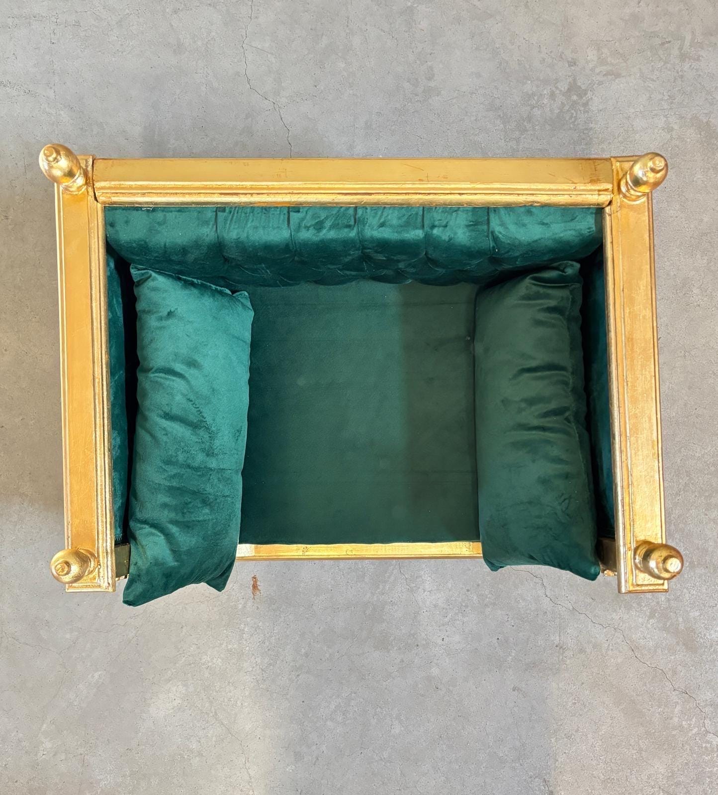 Pet Sofa Green Velvet French Baroque Style Cute Dog Couch Handmade in Hot Pink Velvet Gold Finish for Small Pet for Pet Lover