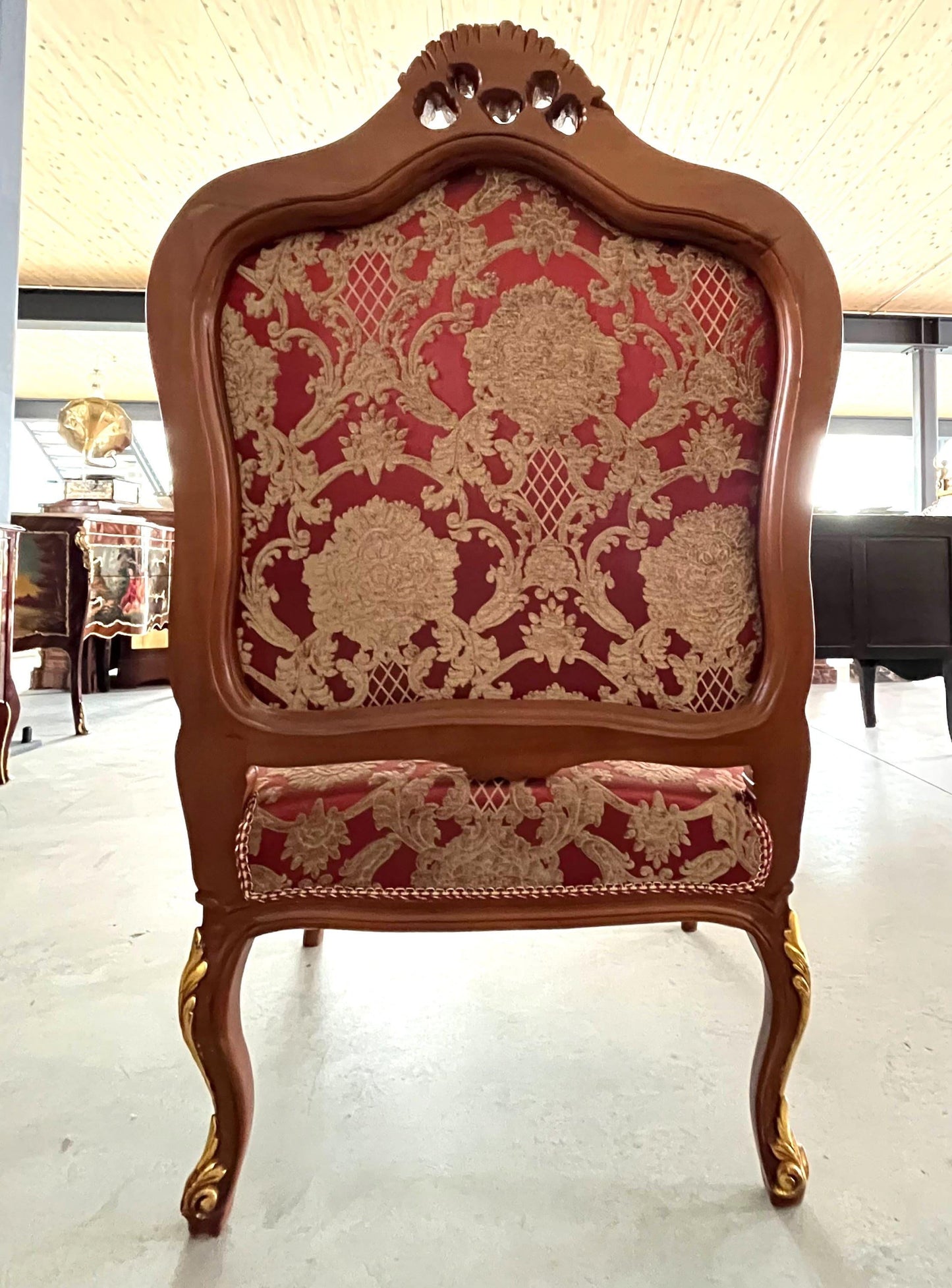 Sofa Set Bordeaux Flower Pattern French Antique Style Sofa Set in Red Royal Baroque Style Sofa Set For Home Lounge Room For Hotel Lobby