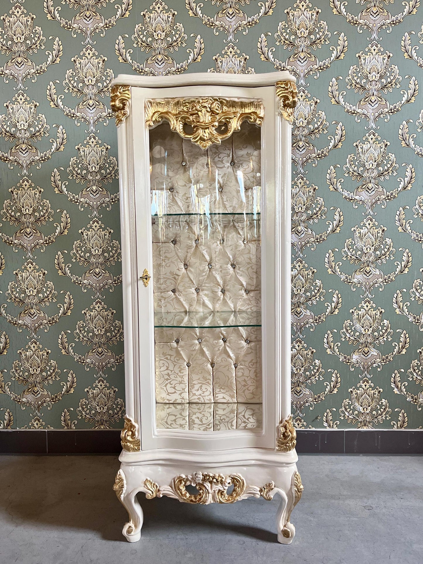 Showcase Gold French Louis XV Style Showcase Antique Style Silver Showcase Baroque Style Beige Showcase Home Decor French Style for Home