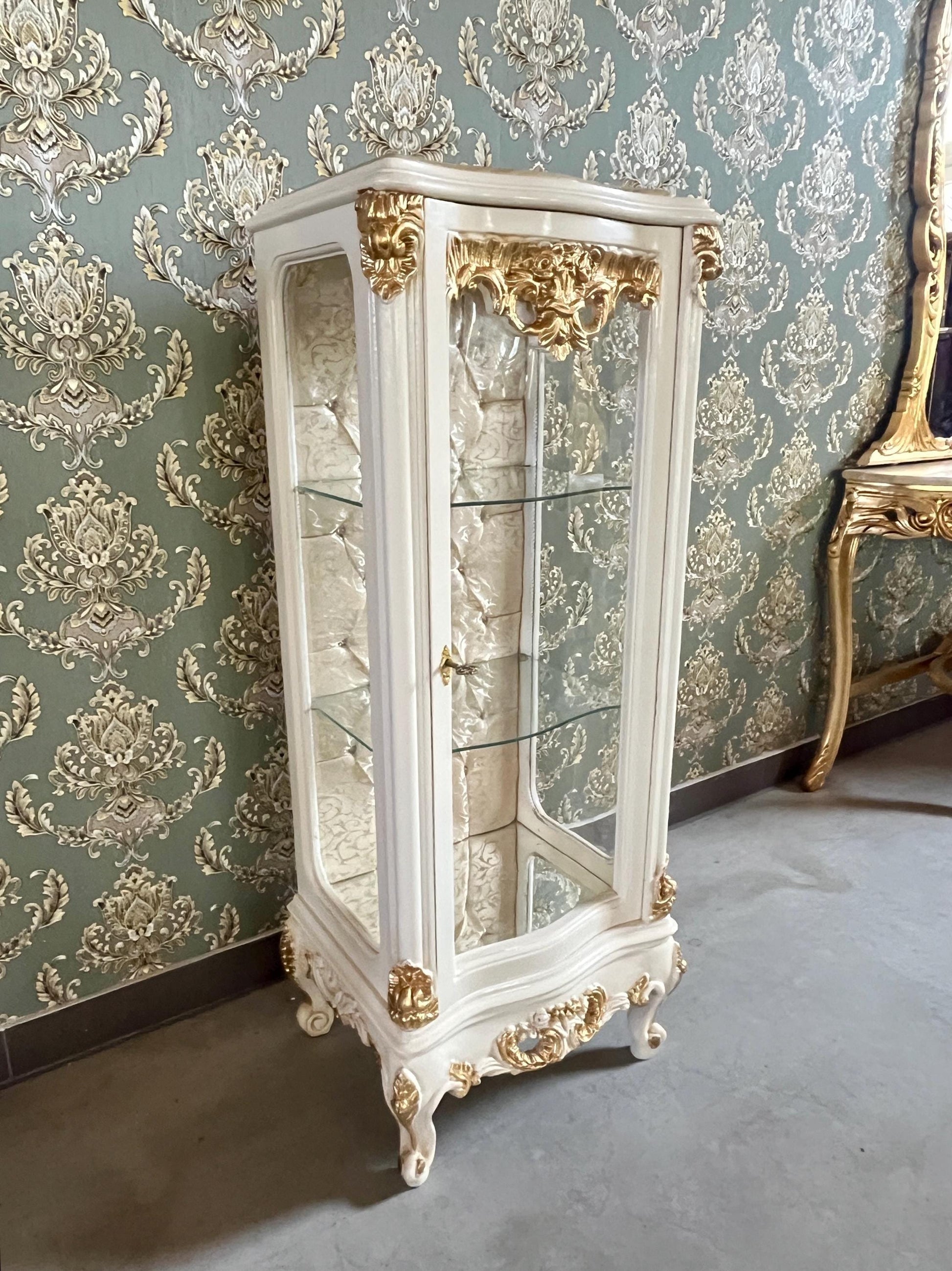 Showcase Gold French Louis XV Style Showcase Antique Style Silver Showcase Baroque Style Beige Showcase Home Decor French Style for Home