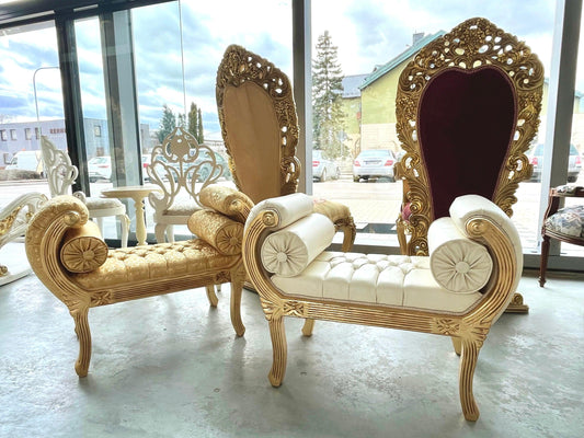 Ottoman French Louis Antique Style in Gold Hocker Retro Baroque Rococo Style in Gold Colour Ottoman for Home Decor