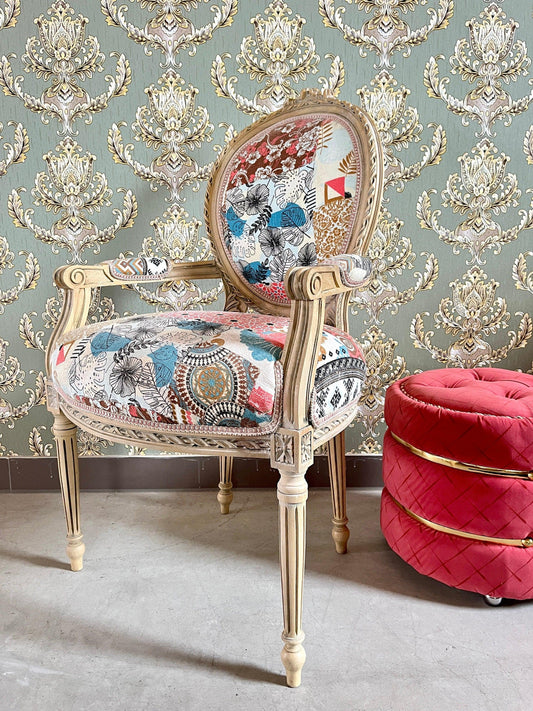 Sessel Französischer Barockstil Esszimmerstuhl Akzentstuhl/Armchair French Baroque Style Dining Chair Accent Chair- Summer Flower Series 1