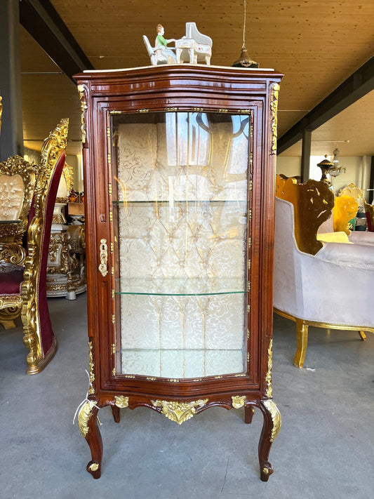 Display Cabinet French Louis Style Glass Wooden Showcase Retro Baroque Style for Home Decoration