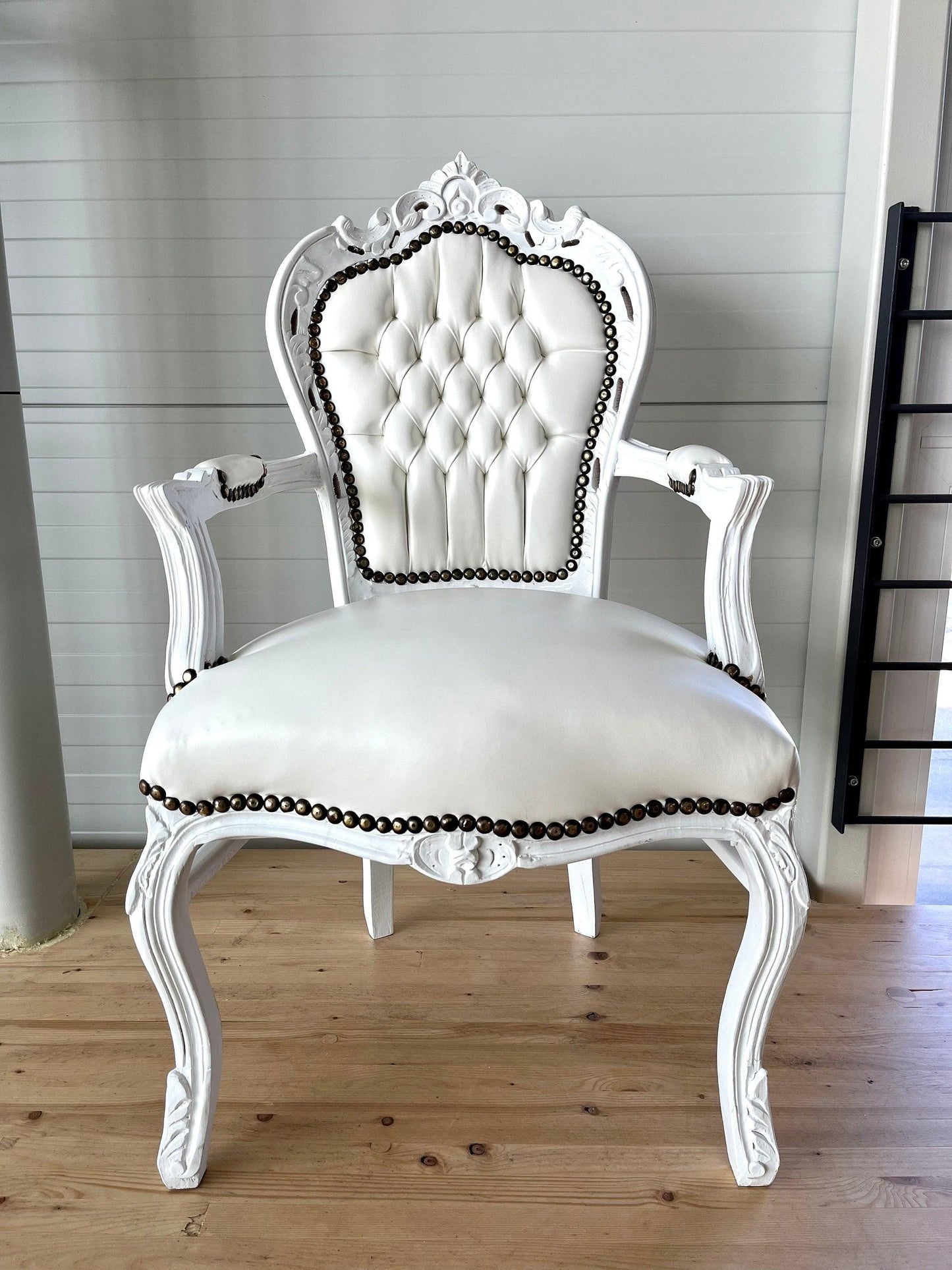 Armchair French Baroque Rococo Handcrafted Style in White for Wedding or Special events!