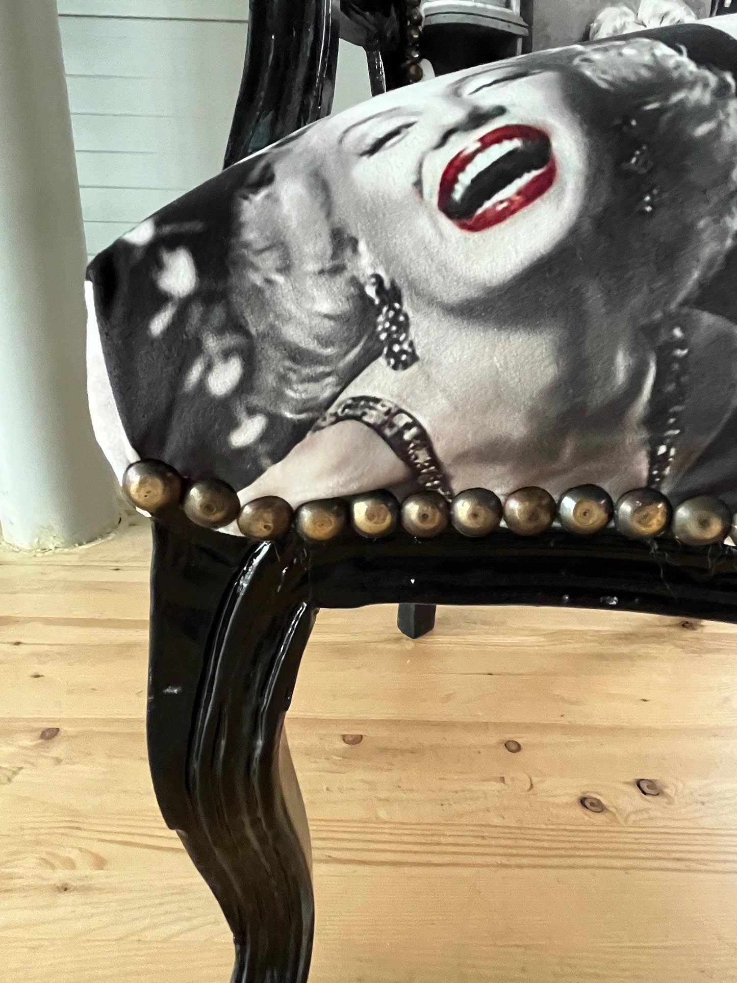 Armchair Marilyn Monroe Print French Louis Style Chair Home Devor Baroque Rococo Style Armchair in black & White Print