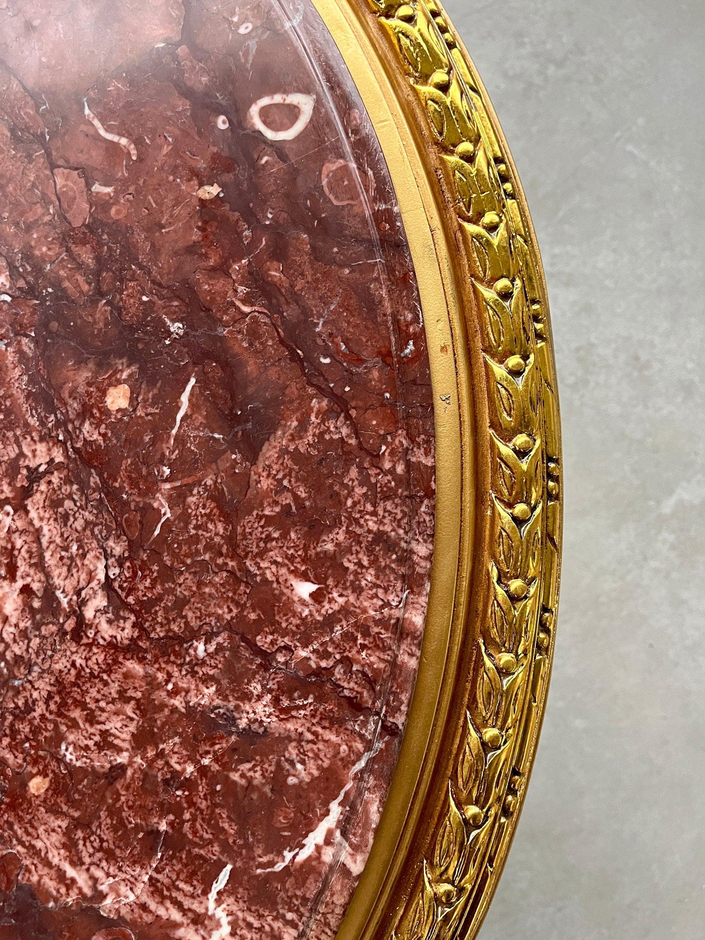 Round Table Retro Baroque Rococo Style Marble Top French Antique Style Wooden Table Gold Finish for Home Decor