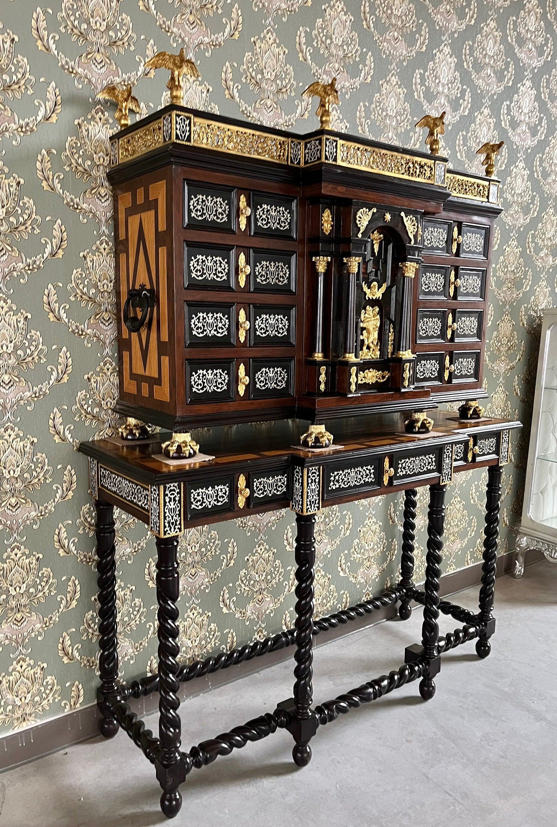Secretary Desk Antique Baroque Style with Organizational Shelf Deluxe Wooden Table Nable Piece for Home Decor- LIMITED EDITION