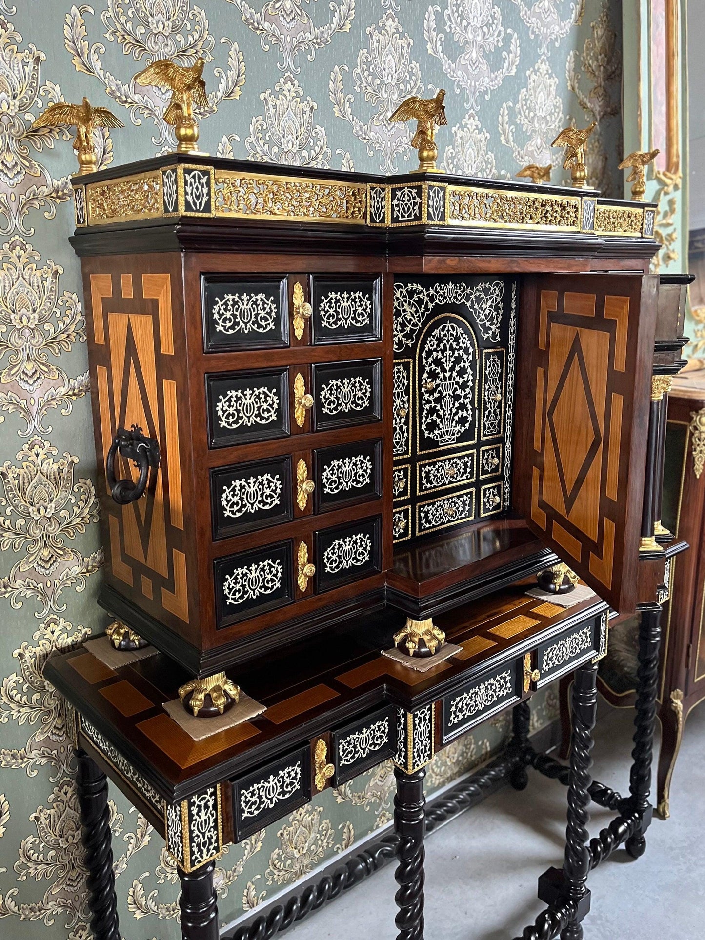 Secretary Desk Antique Baroque Style with Organizational Shelf Deluxe Wooden Table Nable Piece for Home Decor- LIMITED EDITION