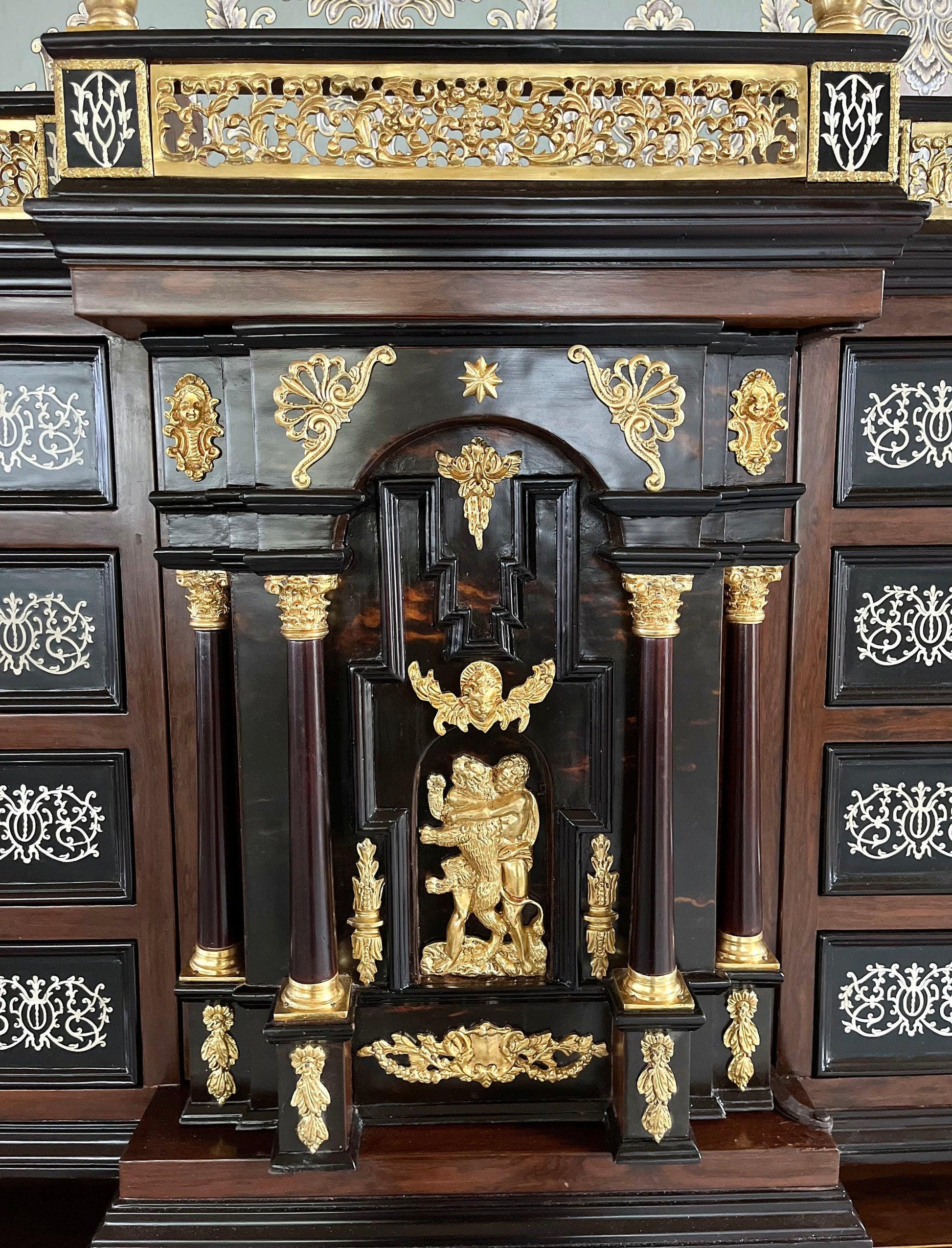 Secretary Desk Antique Baroque Style with Organizational Shelf Deluxe Wooden Table Nable Piece for Home Decor- LIMITED EDITION