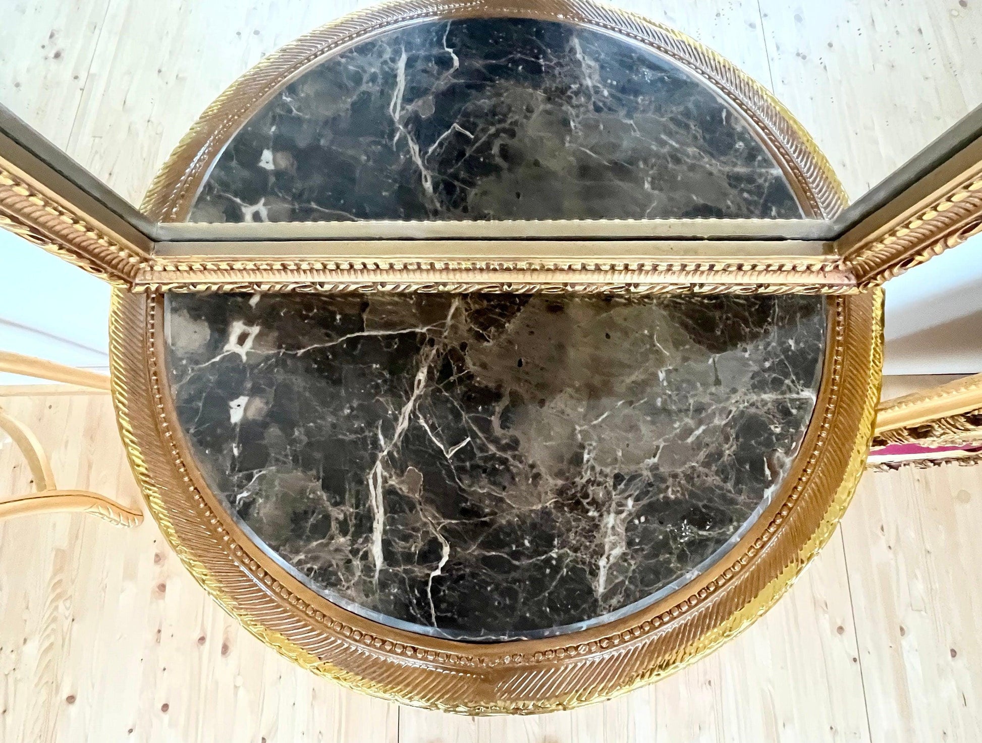 Konsolentisch mit Standspiegel Antik Barock Handarbeit Stil / Console Table with Standing Mirror Antique Baroque Handmade Marble Top