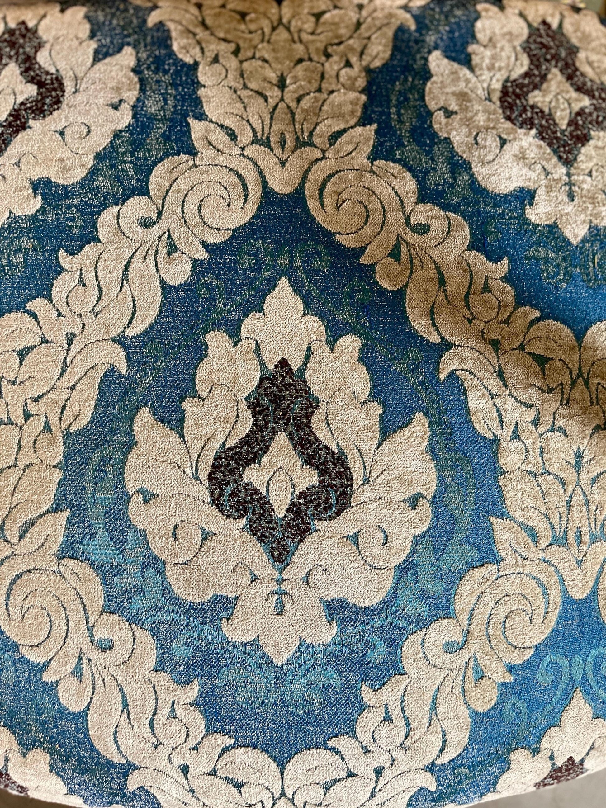 Armchairs French Louis Style in Blue Damask Retro Baroque Rococo Style Armchair Lounge Chair for Home Decor