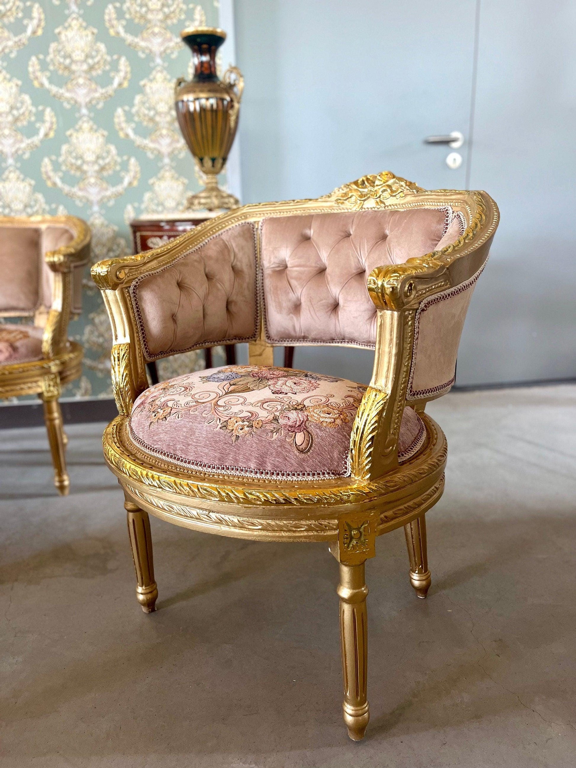Sofa Set Baroque Style Lounge Sofa Cappuccino Color French Antique Style for Small Home