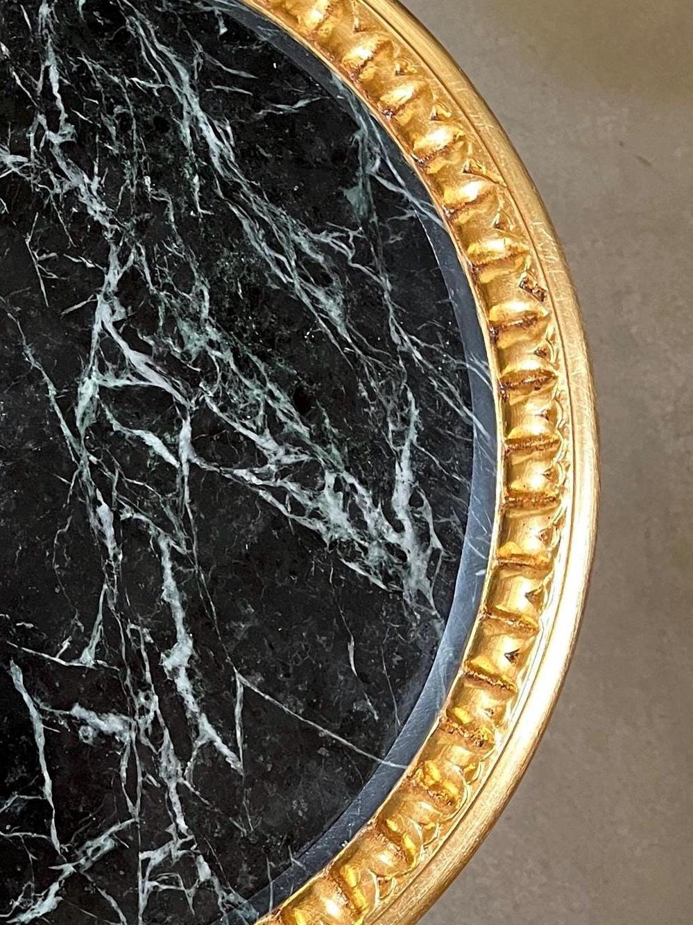 Round Table Italian Baroque Rococo Style in Beige Marble Top Table Black Marble Top French Decor Table Antique Style Table for Home Decor