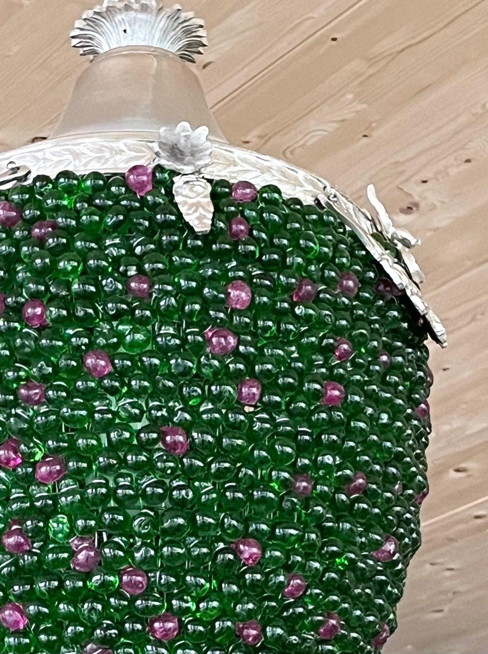 Colorful Pendant Lamp Nostalgic Baroque Style Lighting Decor in Green Blue Red beaded for Holiday Party Event Home Decor - Made To Order