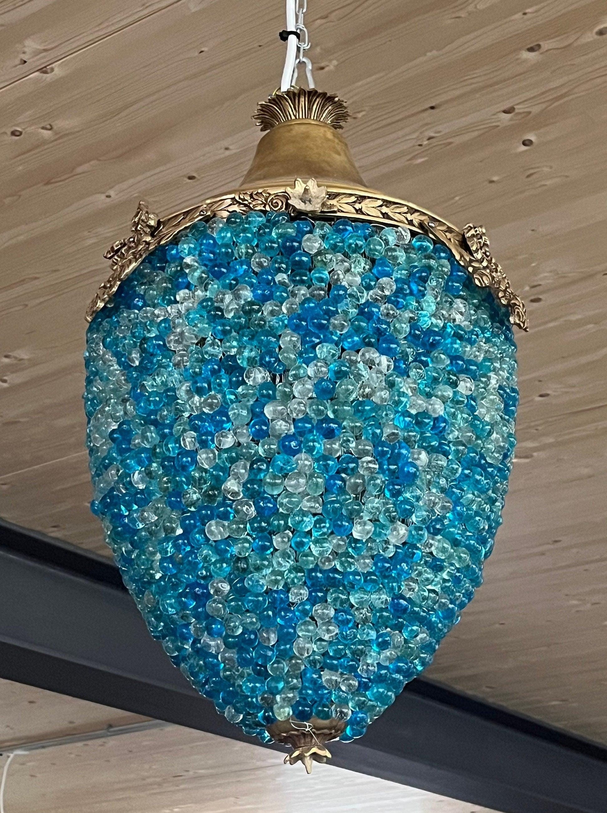 Colorful Pendant Lamp Nostalgic Baroque Style Lighting Decor in Green Blue Red beaded for Holiday Party Event Home Decor - Made To Order