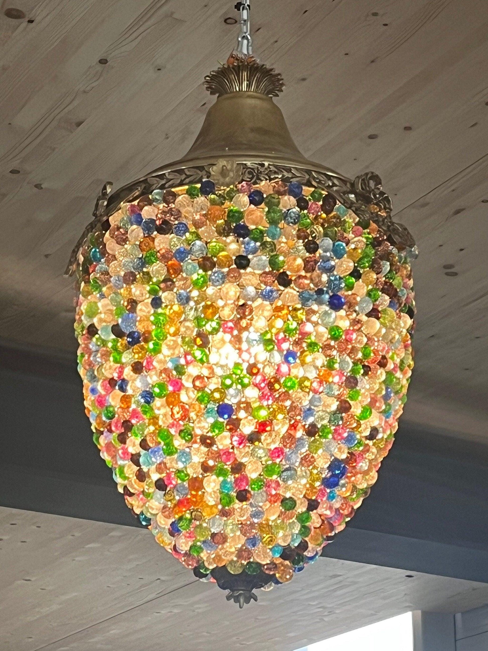 Colorful Pendant Lamp Nostalgic Baroque Style Lighting Decor in Green Blue Red beaded for Holiday Party Event Home Decor - Made To Order