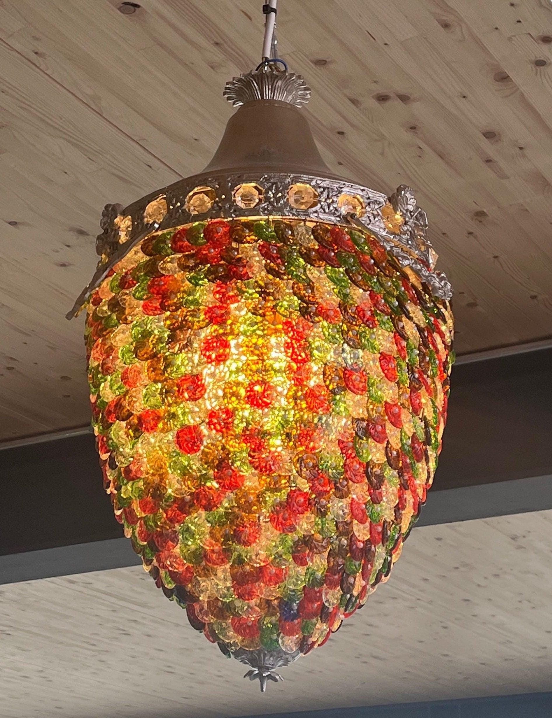 Colorful Pendant Lamp Nostalgic Baroque Style Lighting Decor in Green Blue Red beaded for Holiday Party Event Home Decor - Made To Order