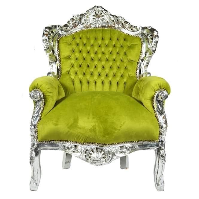 Sessel Barock Rokoko Stil /Armchair Retro Baroque Rococo Style Sofa Chair Nostalgic French Antique Style in Colorful Velvet - Made to Order