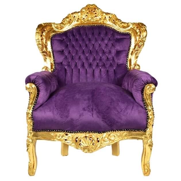 Sessel Barock Rokoko Stil /Armchair Retro Baroque Rococo Style Sofa Chair Nostalgic French Antique Style in Colorful Velvet - Made to Order