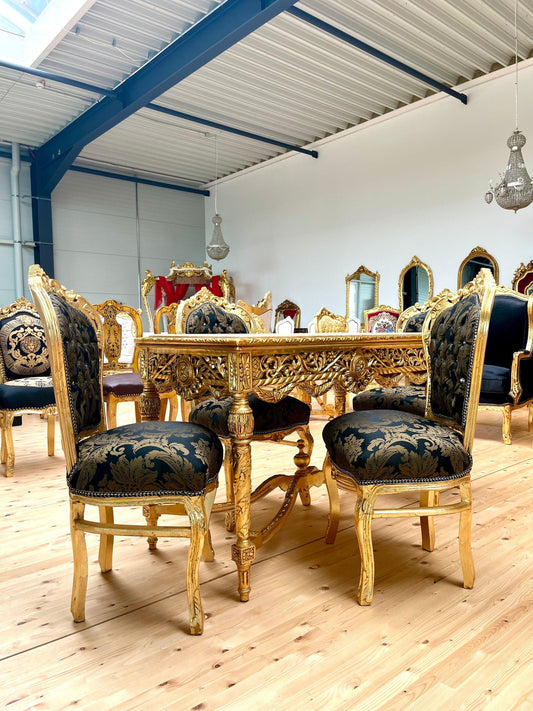 Esszimmerstuhl- und Tischset im französischen Barock-Rokoko-Stil / French Baroque Rococo Style Dining Chair Table Set