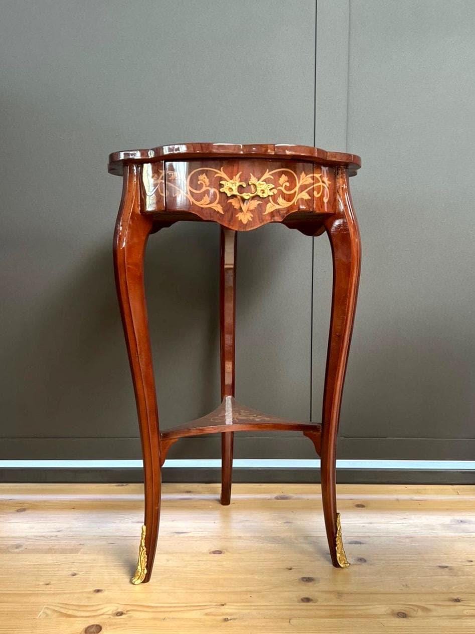Small Side Table Italian Baroque Style in Wooden Brown Coffee Table Nostalgic Small Living Room End Table Handmade Yellow Veneer Home Decor