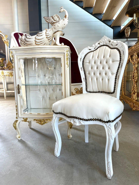 Accent Chair French Louis Style Wedding Chair in White Color Retro Baroque Rococo Style Dining Chair for Party Event Decoration