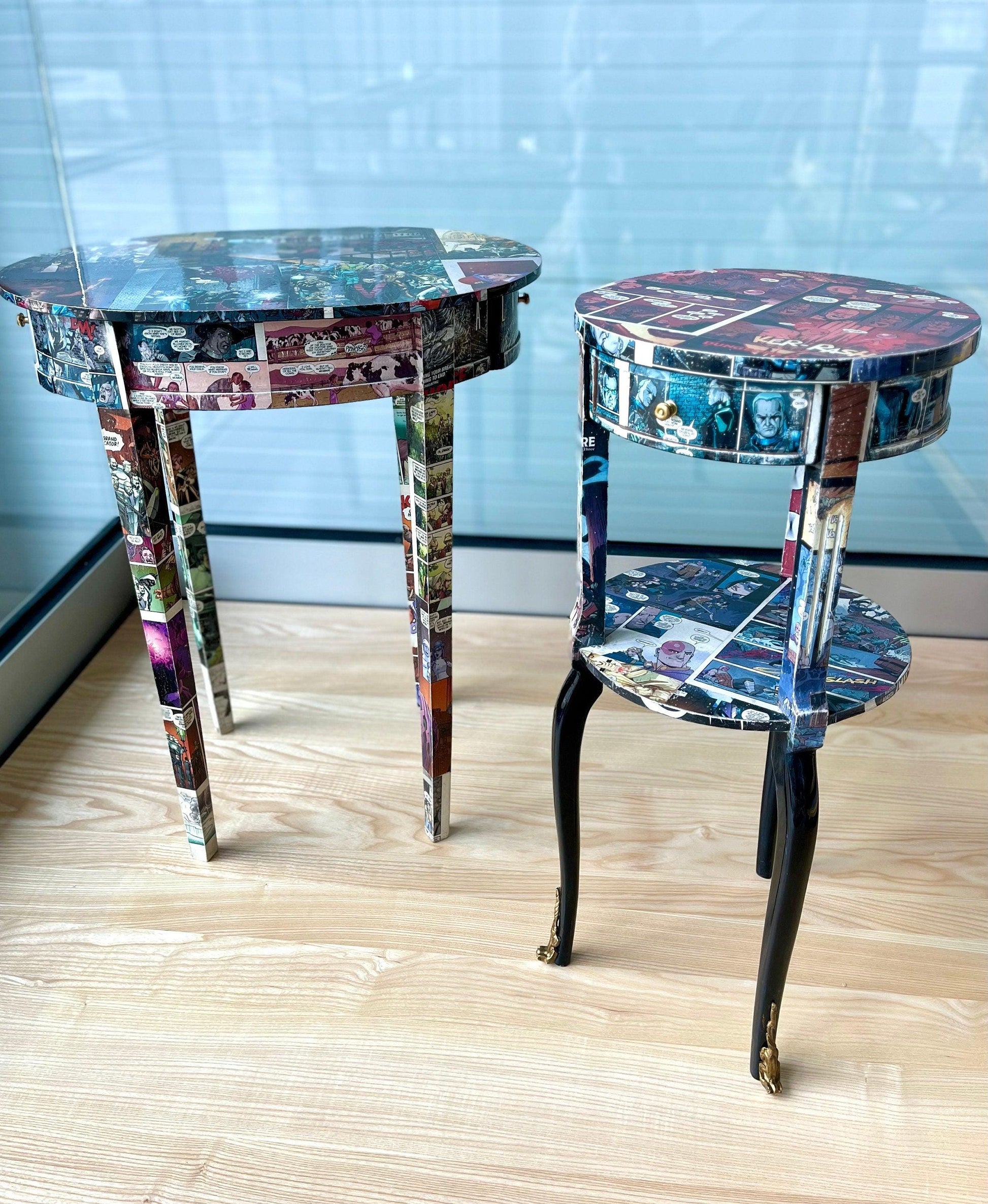 Ovaler Beistelltisch Tee-Café-Tisch mit Cartoon Print / Oval Side Table in Cartoon POP-UP