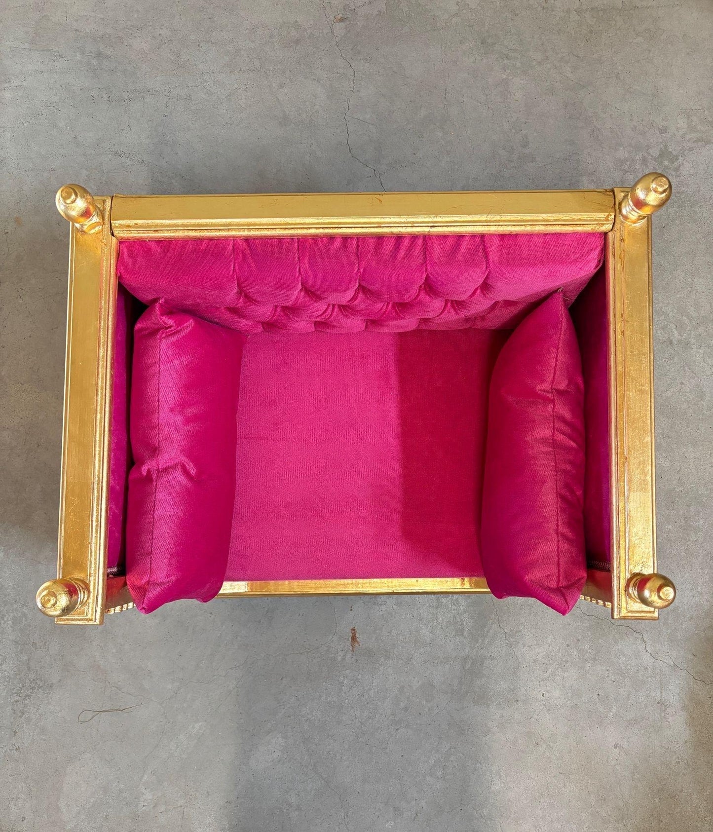 Pet Sofa Green Velvet French Baroque Style Cute Dog Couch Handmade in Hot Pink Velvet Gold Finish for Small Pet for Pet Lover
