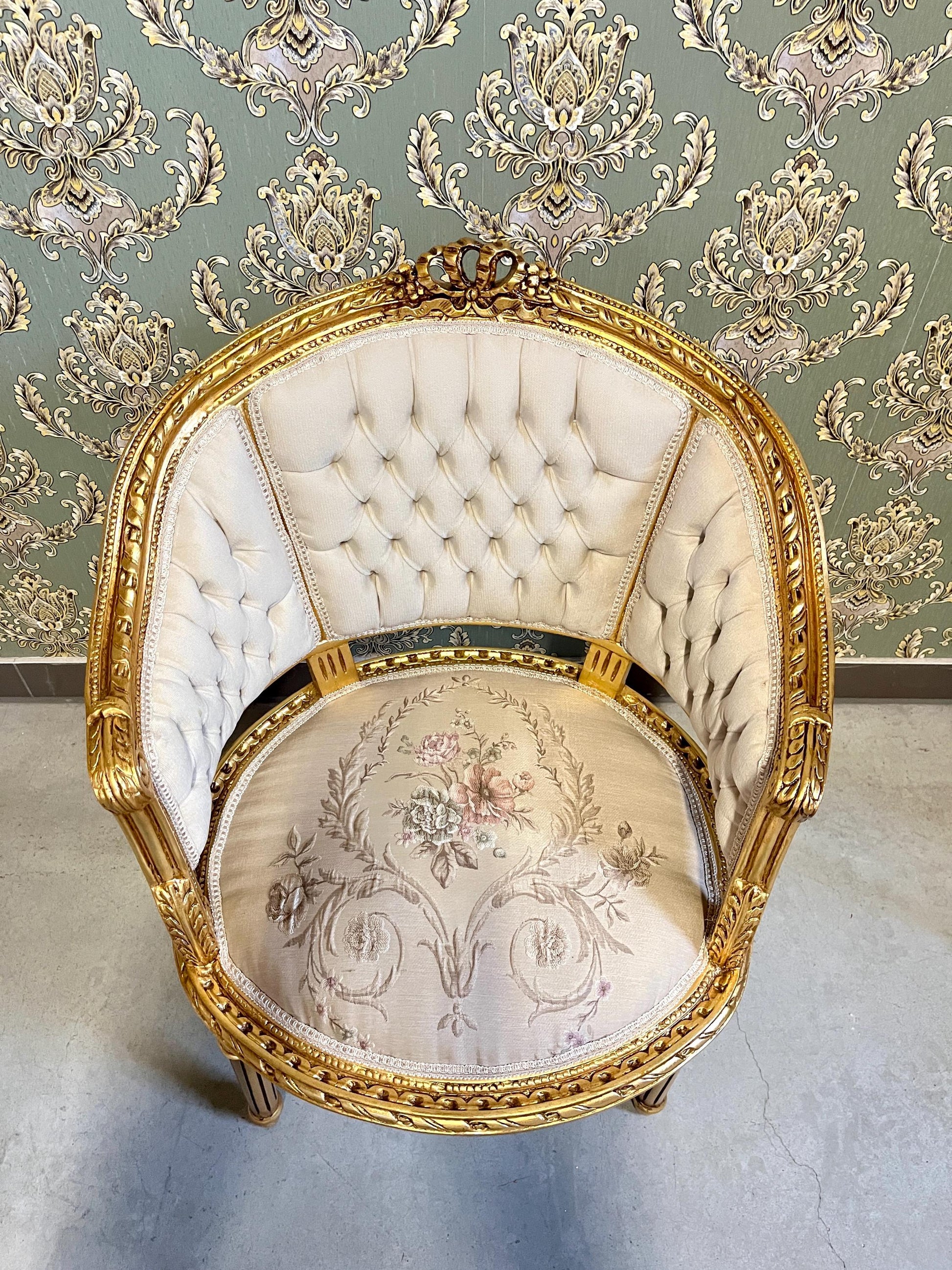 Deluxe Armchair Table Set, French Antique Style Chair Set, Retro Baroque Chair & Table Set, Lounge Room Chair Set, Home Decor Chair Handmade