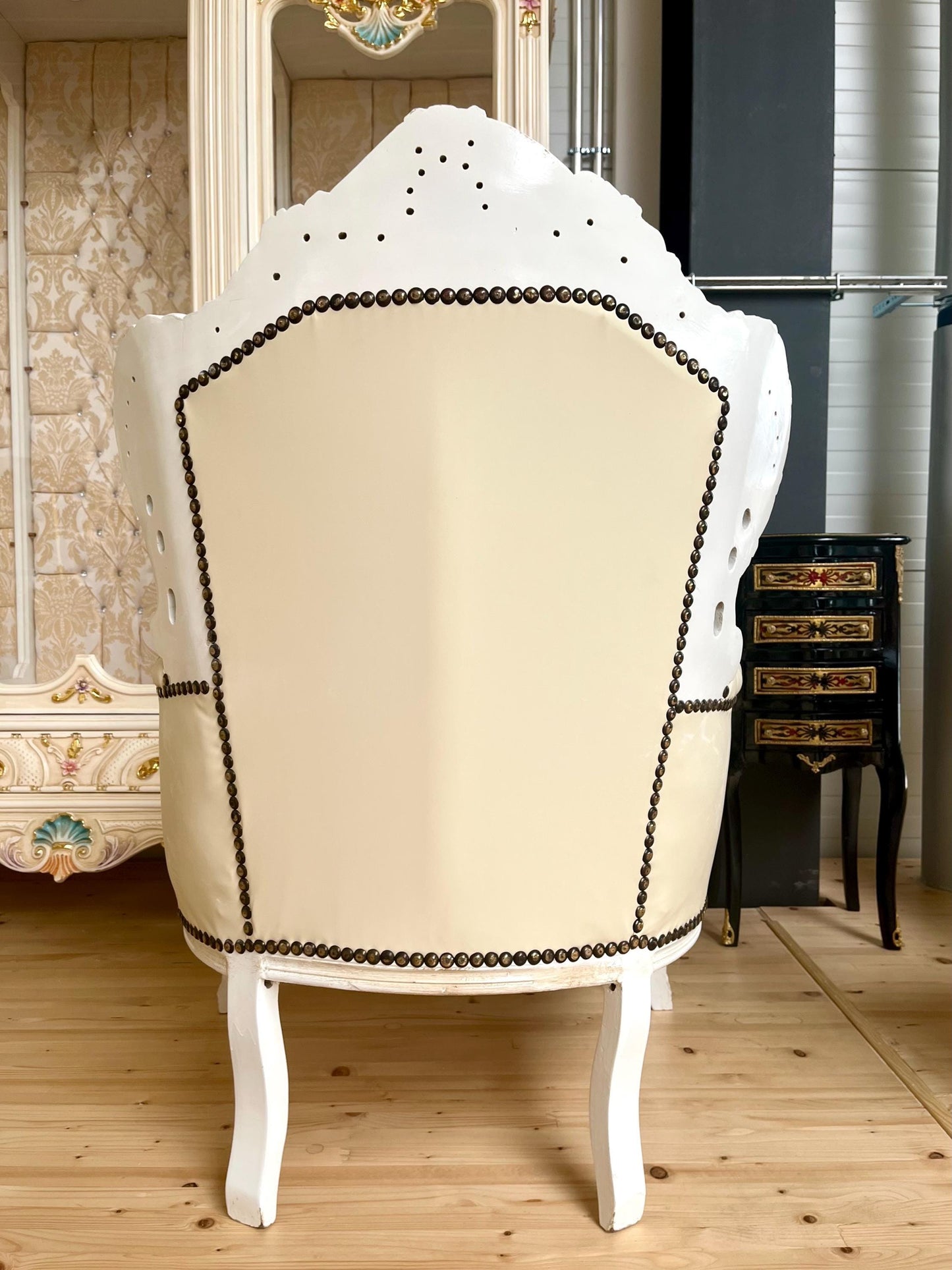 Accent Armchair French Louis XV Style in Beige Color Retro Baroque Style Chair for Living Room Handmade Armchair Home Decor