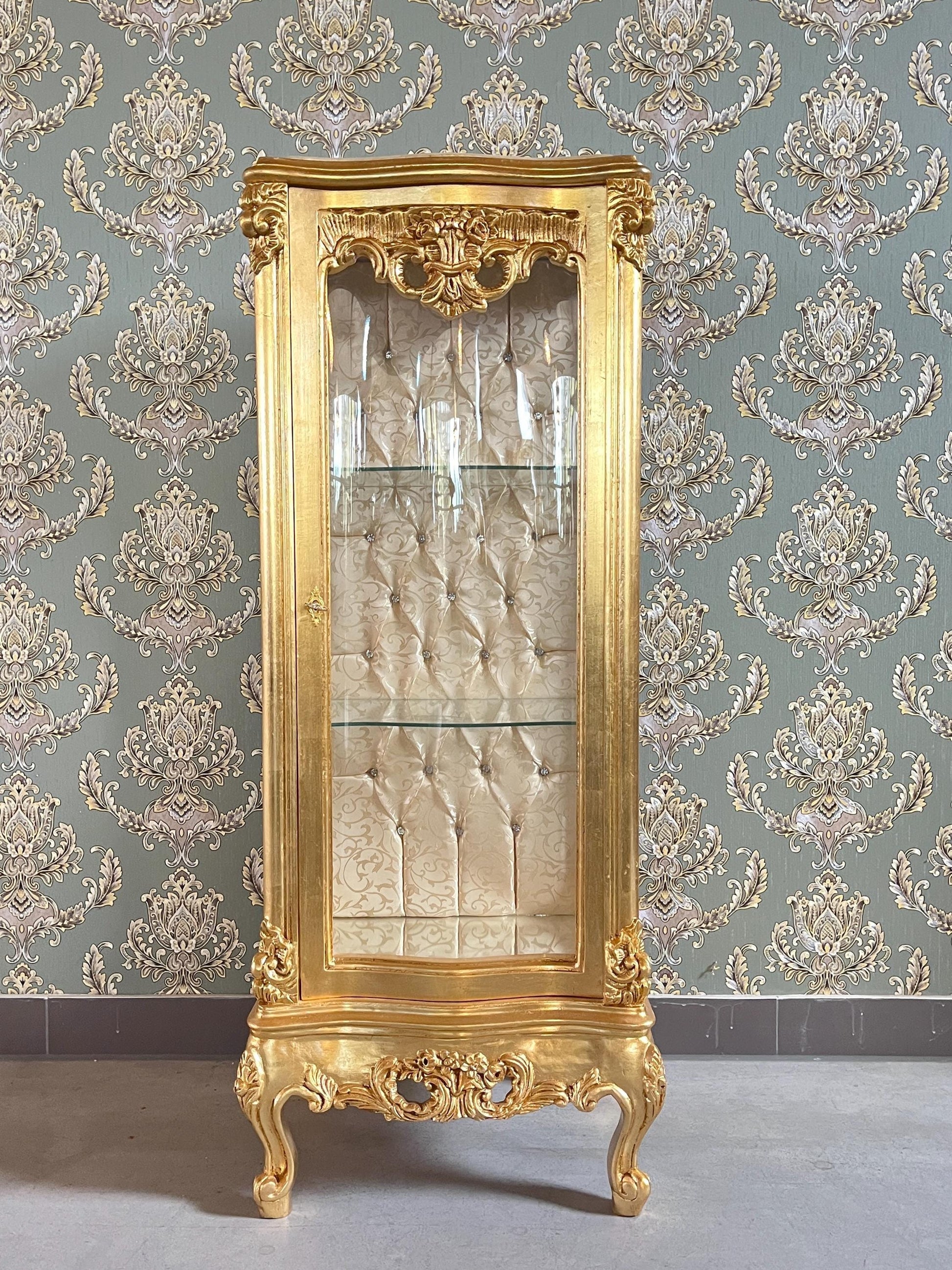 Showcase Gold French Louis XV Style Showcase Antique Style Silver Showcase Baroque Style Beige Showcase Home Decor French Style for Home