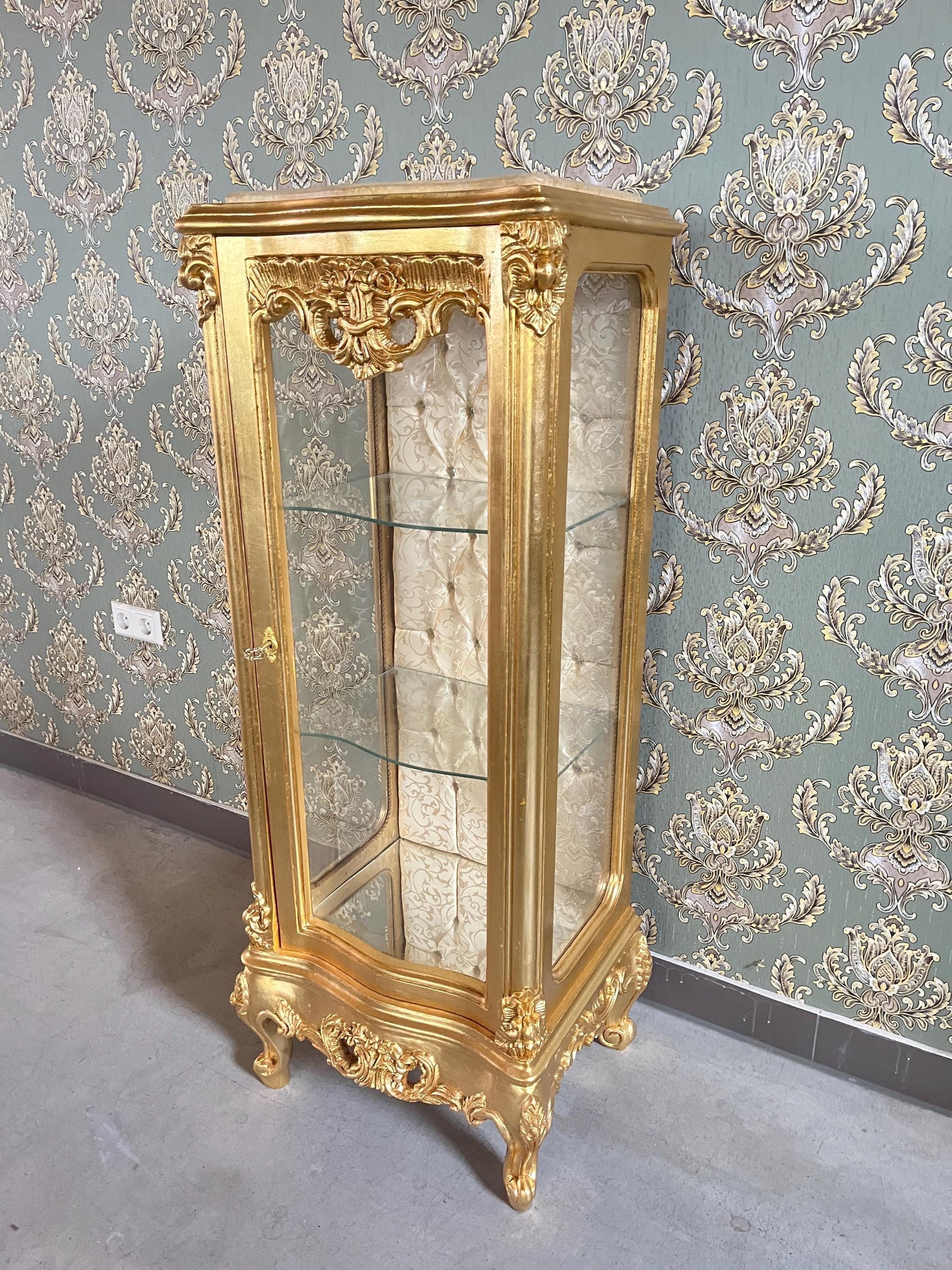 Showcase Gold French Louis XV Style Showcase Antique Style Silver Showcase Baroque Style Beige Showcase Home Decor French Style for Home