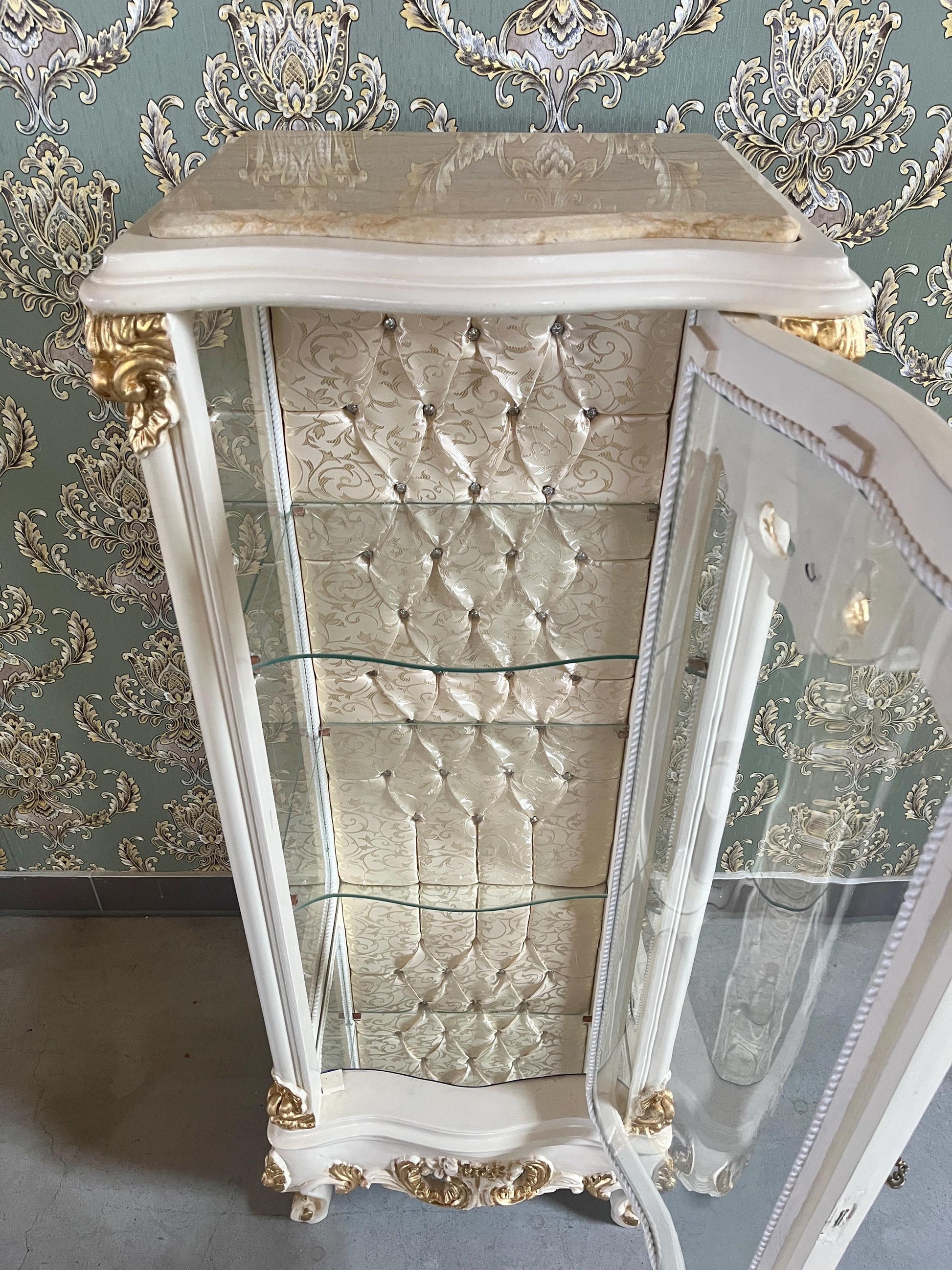 Showcase Gold French Louis XV Style Showcase Antique Style Silver Showcase Baroque Style Beige Showcase Home Decor French Style for Home
